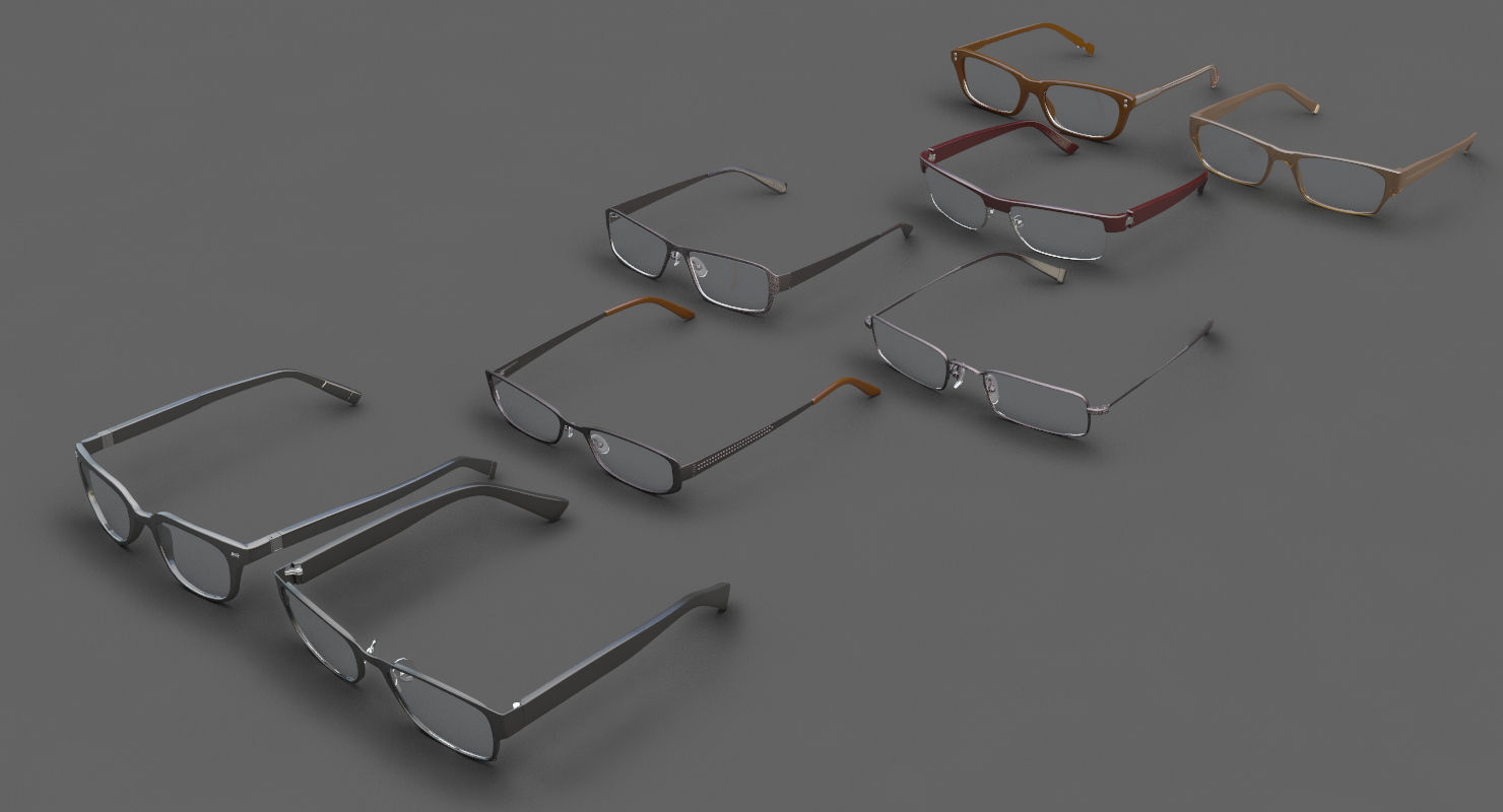 Glasses Set Low-poly 3D model_11