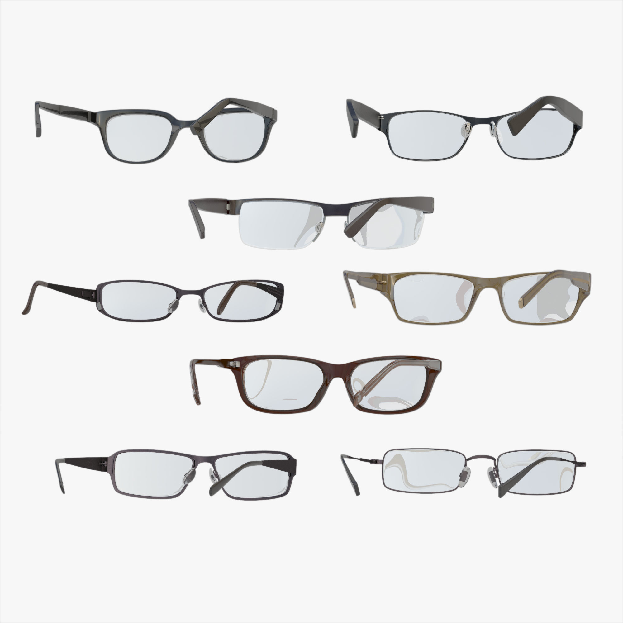 Glasses Set Low-poly 3D model_4