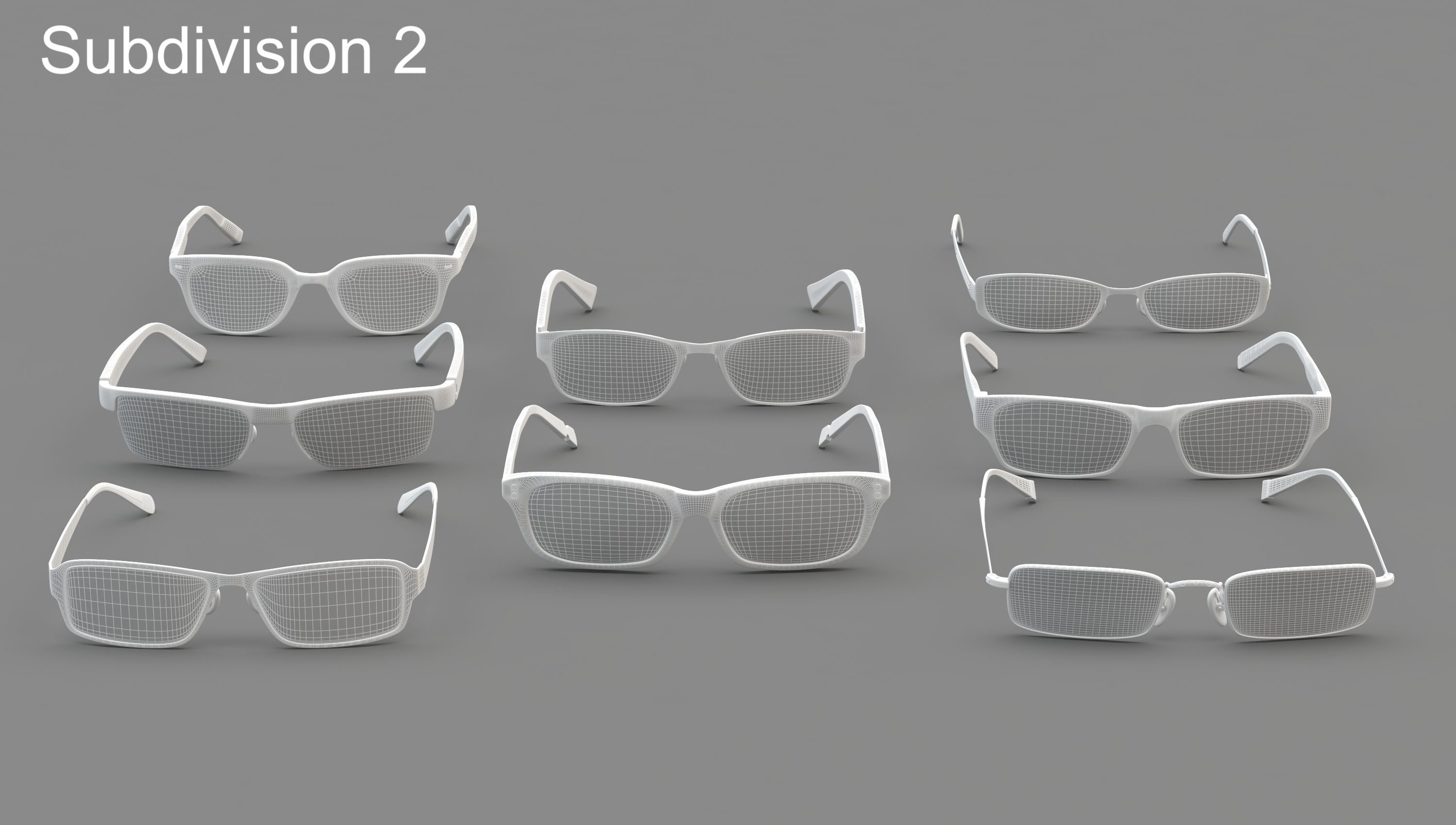 Glasses Set Low-poly 3D model_22