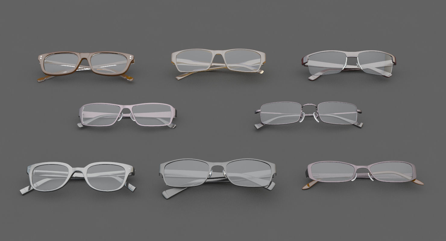 Glasses Set Low-poly 3D model_14