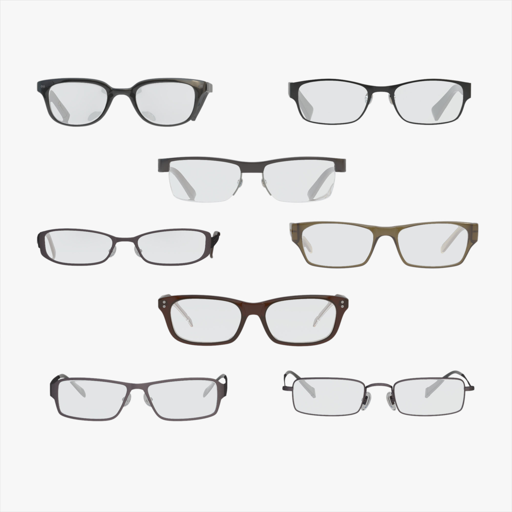 Glasses Set Low-poly 3D model_2