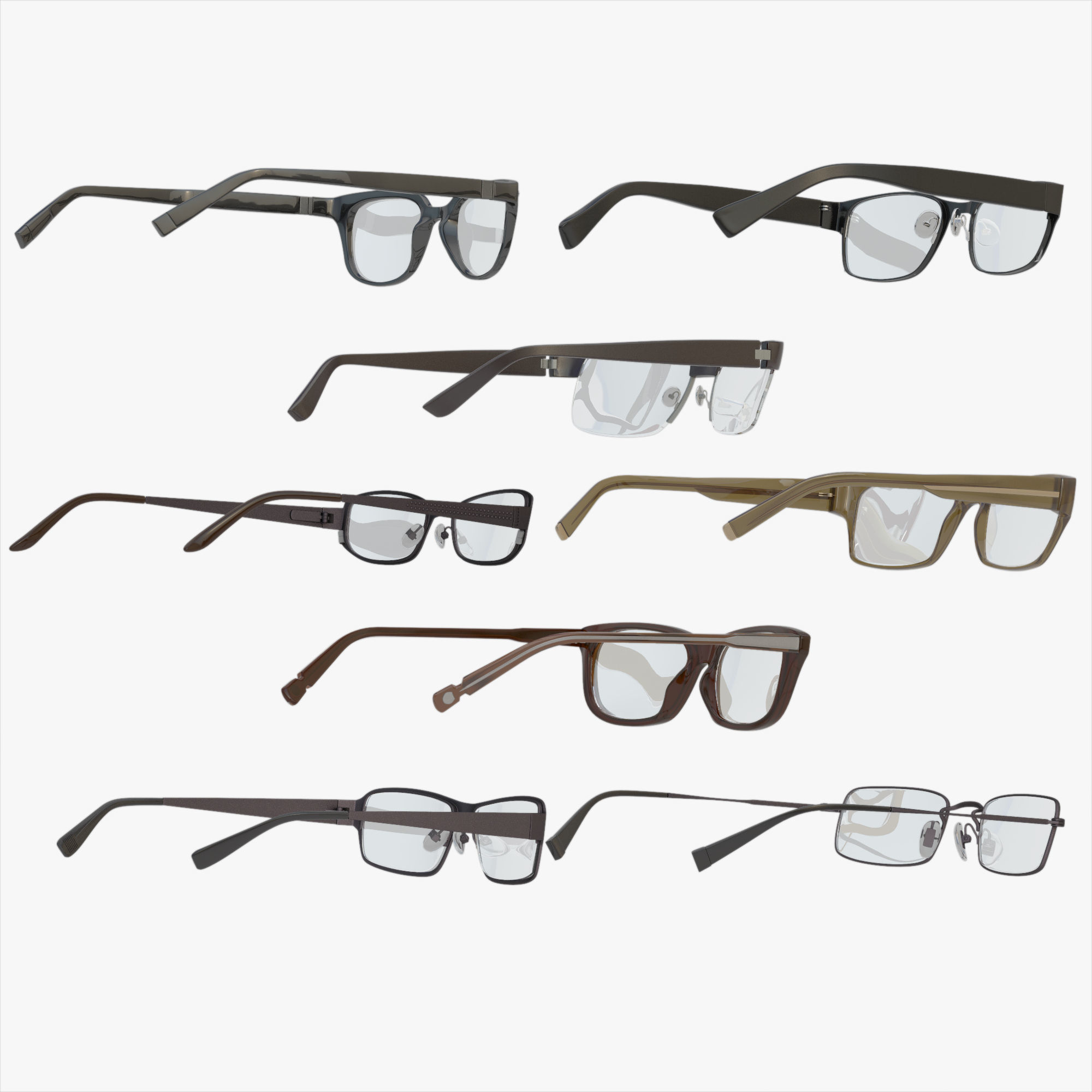 Glasses Set Low-poly 3D model_3