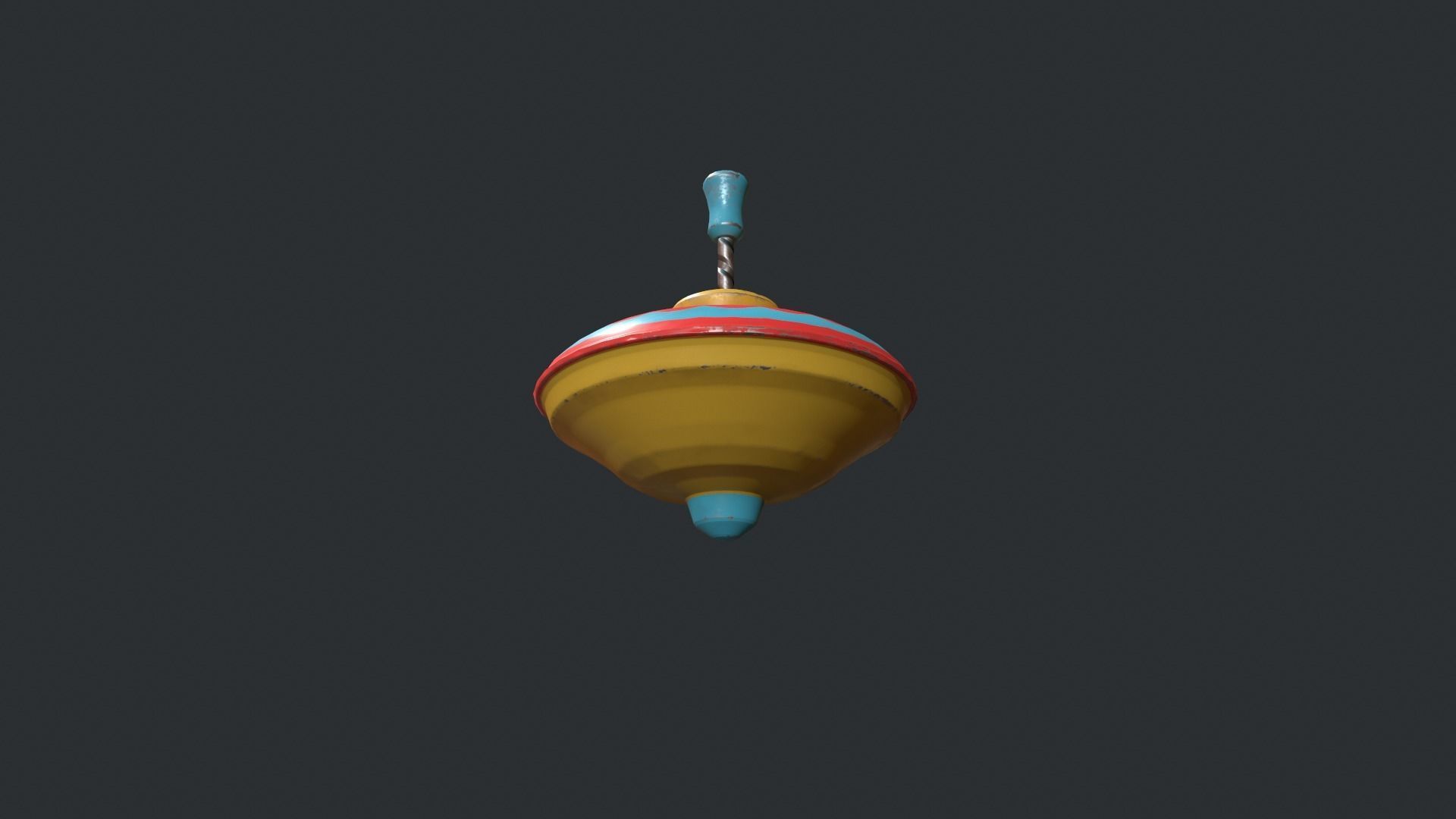 Red and Yellow Spinning Top - Vintage Toy Low-poly 3D model_17