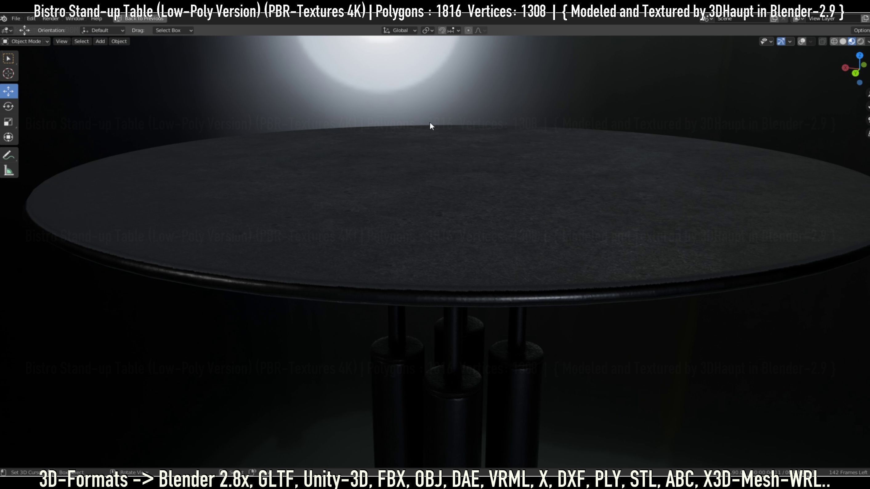 Bistro Stand-up Table Low-Poly Version Low-poly 3D model_138