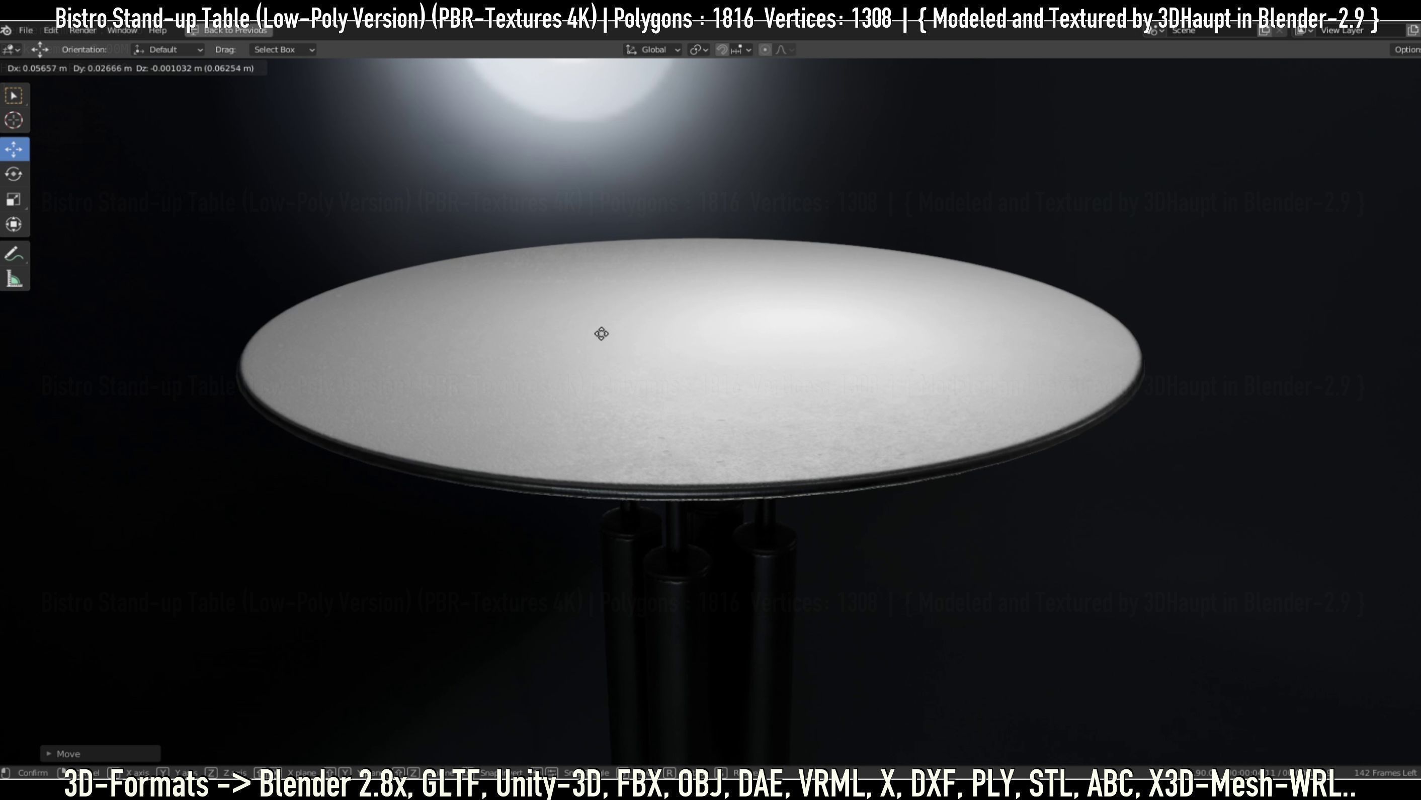 Bistro Stand-up Table Low-Poly Version Low-poly 3D model_105