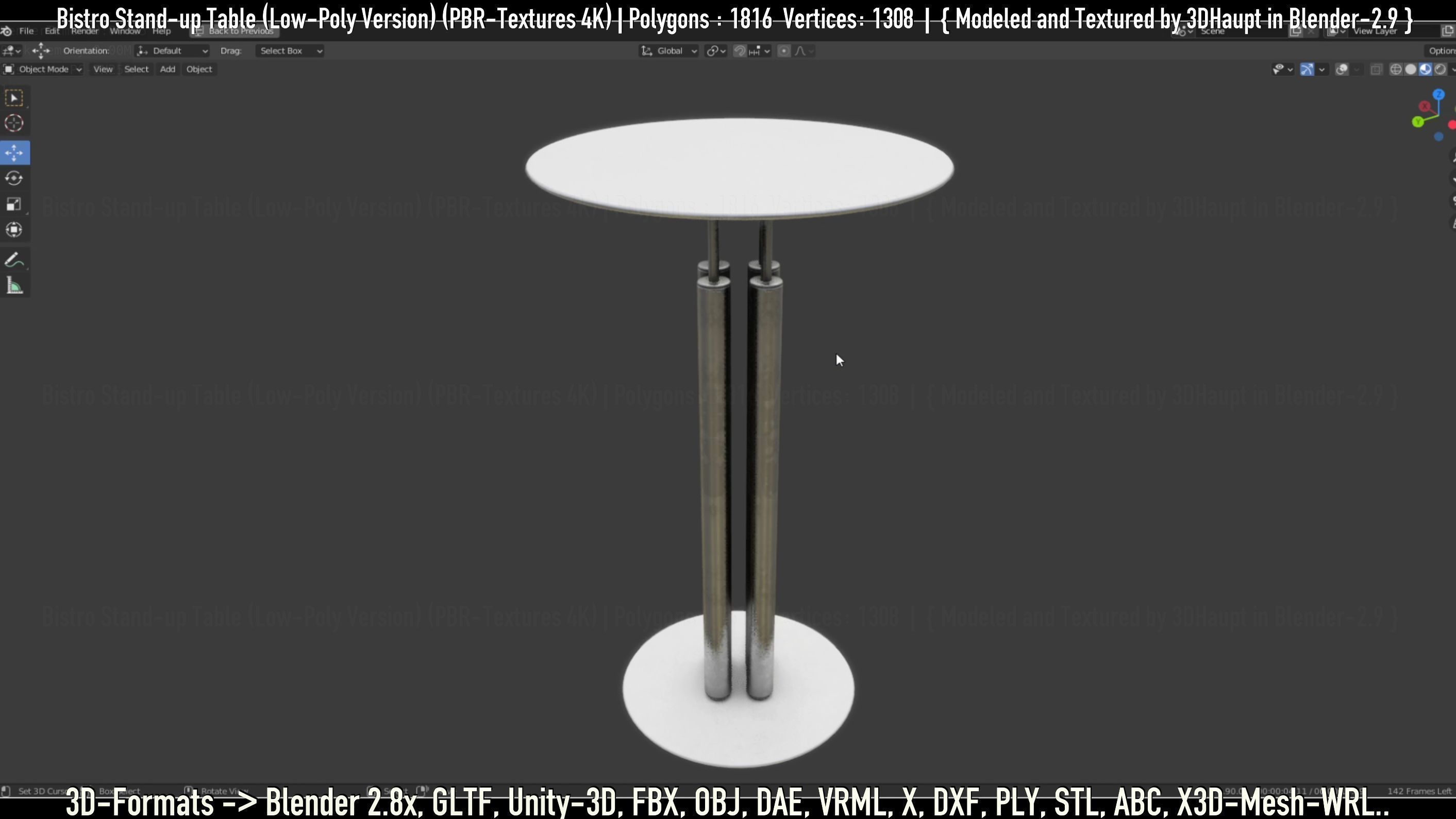 Bistro Stand-up Table Low-Poly Version Low-poly 3D model_17