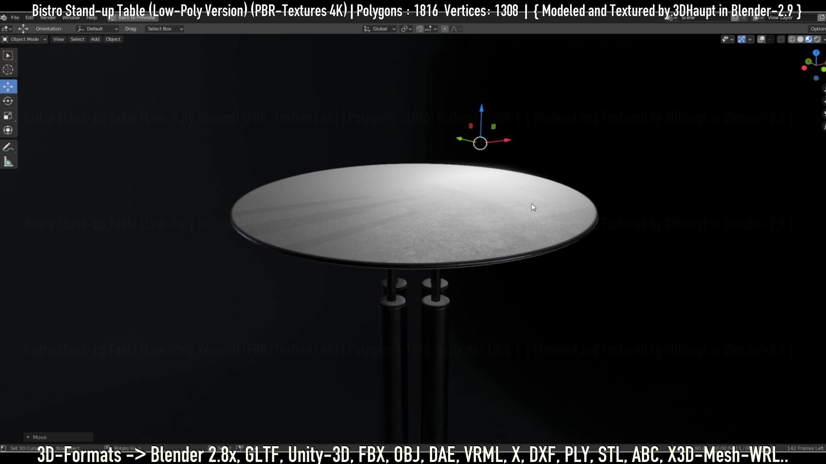 Bistro Stand-up Table Low-Poly Version Low-poly 3D model_128