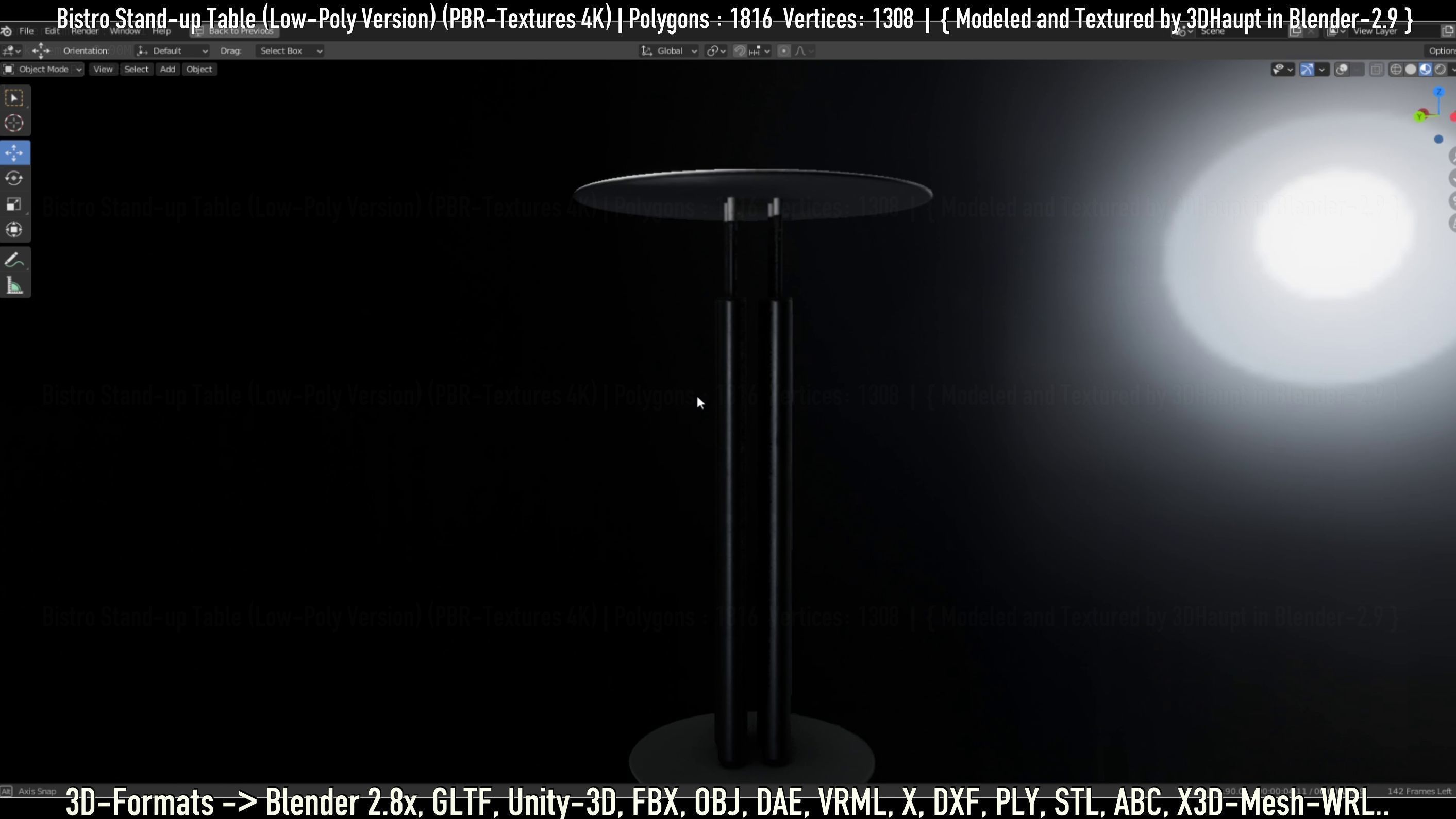 Bistro Stand-up Table Low-Poly Version Low-poly 3D model_13