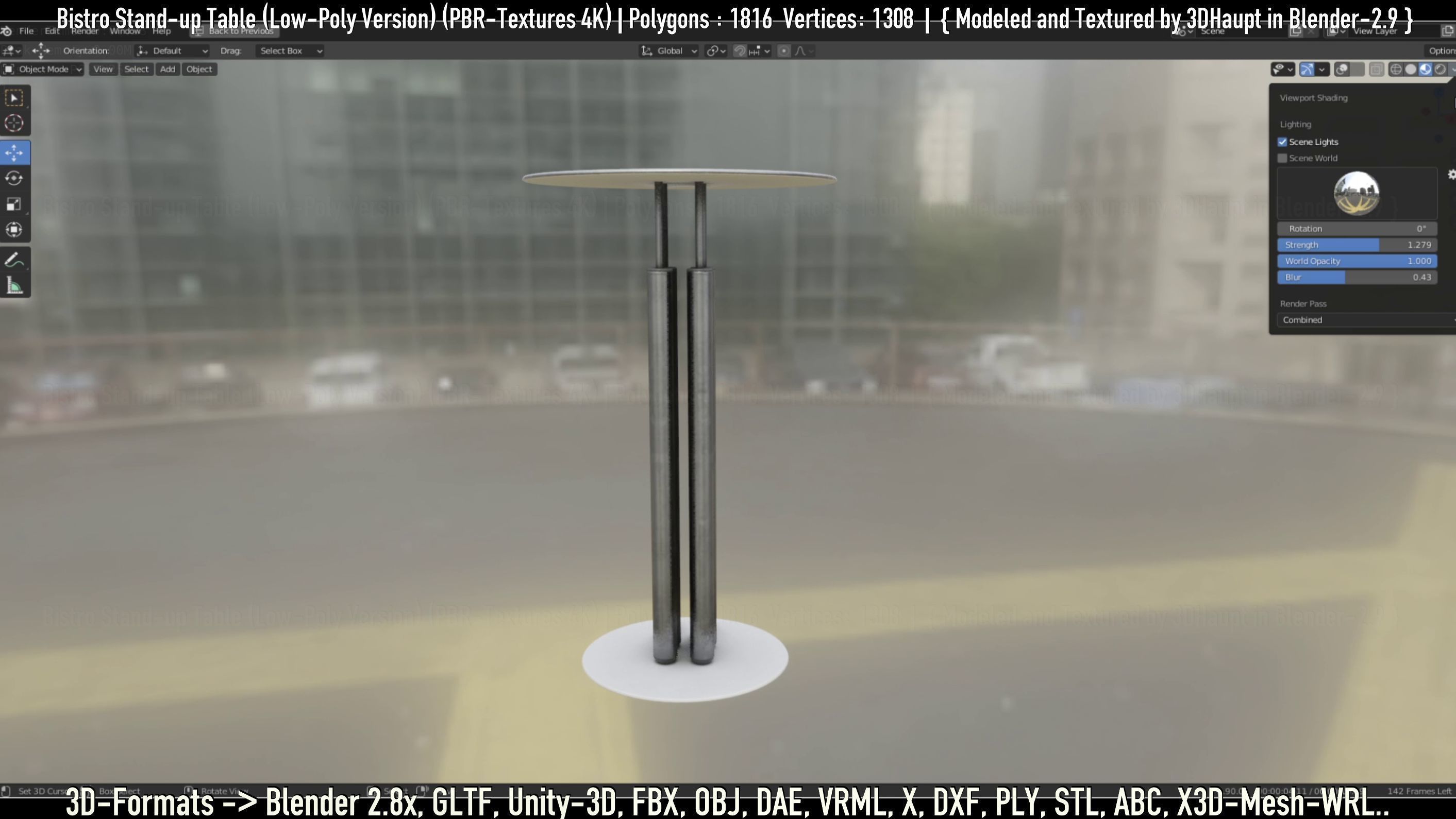 Bistro Stand-up Table Low-Poly Version Low-poly 3D model_37