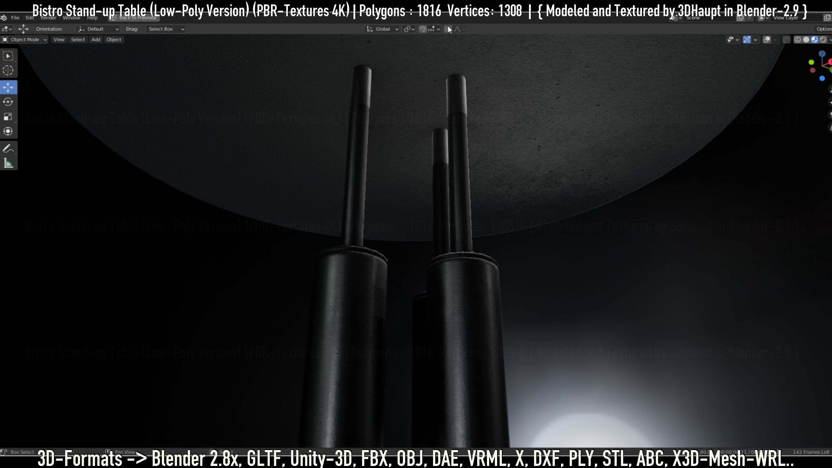 Bistro Stand-up Table Low-Poly Version Low-poly 3D model_14