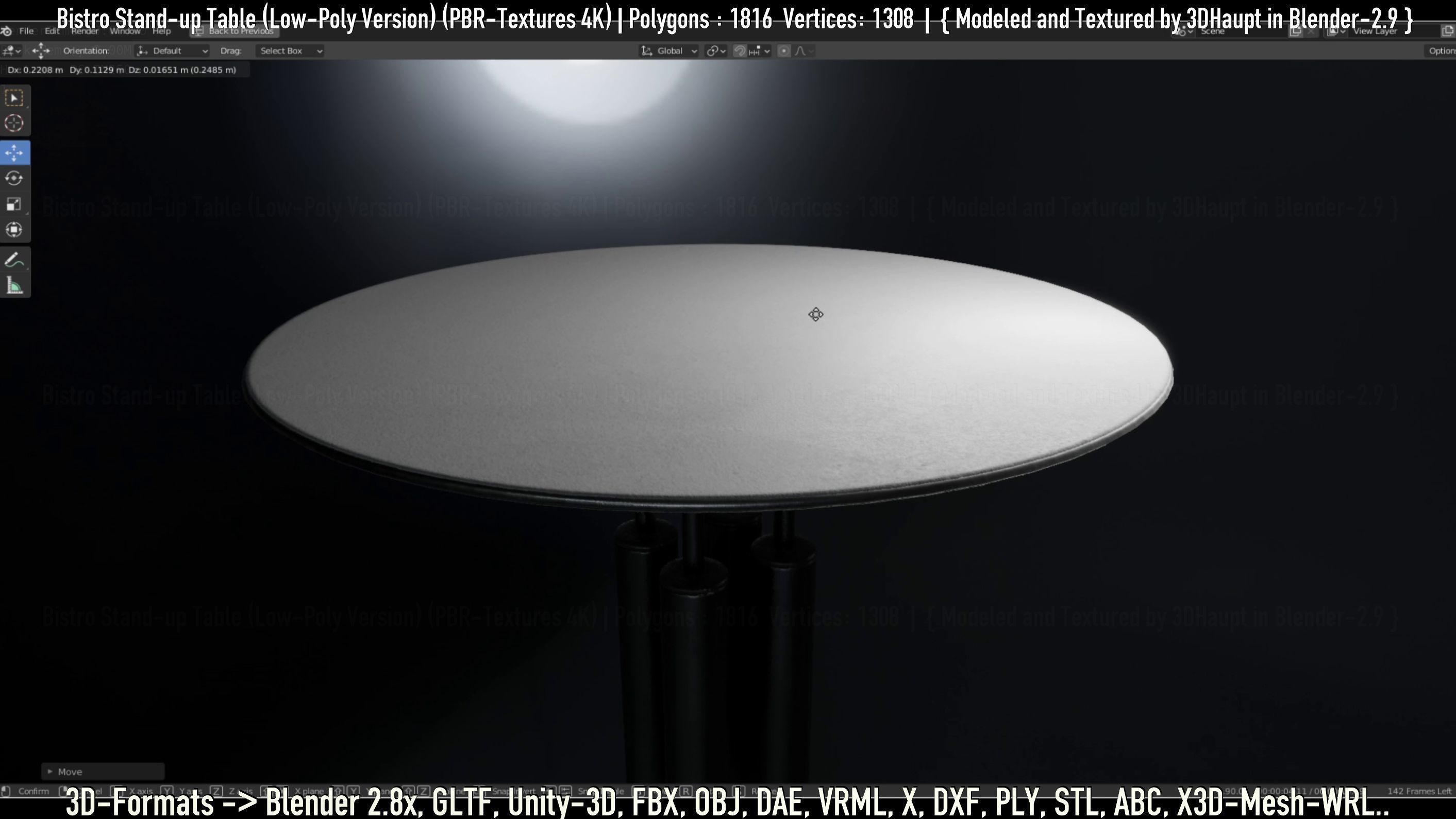 Bistro Stand-up Table Low-Poly Version Low-poly 3D model_36