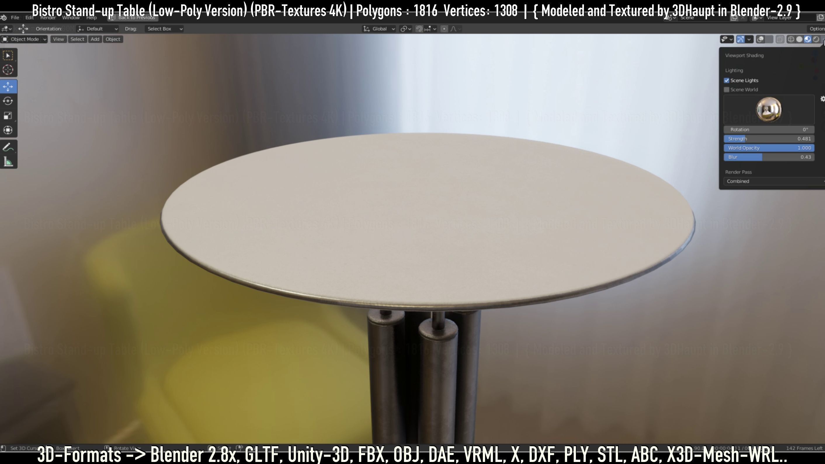 Bistro Stand-up Table Low-Poly Version Low-poly 3D model_95