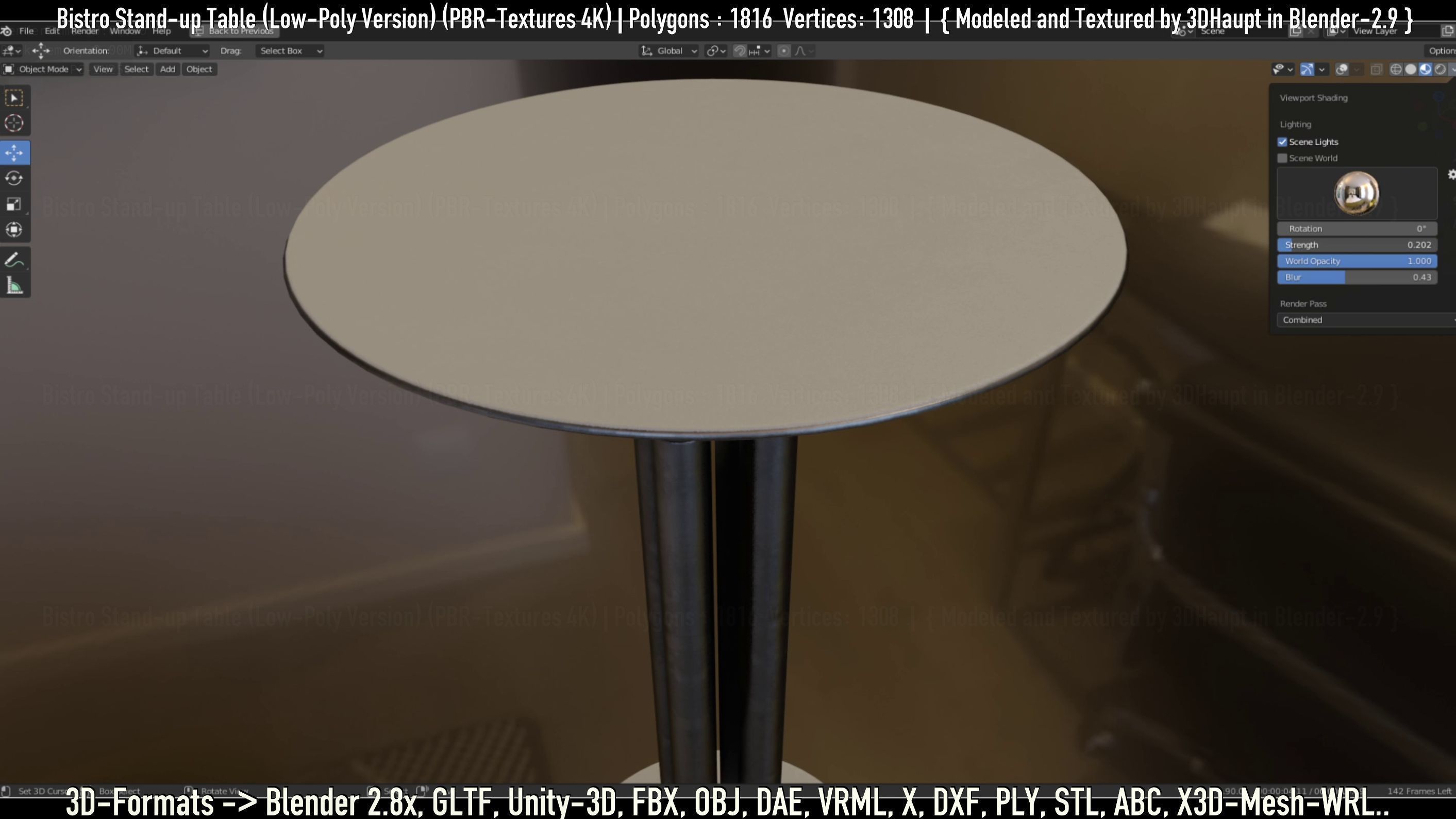 Bistro Stand-up Table Low-Poly Version Low-poly 3D model_48