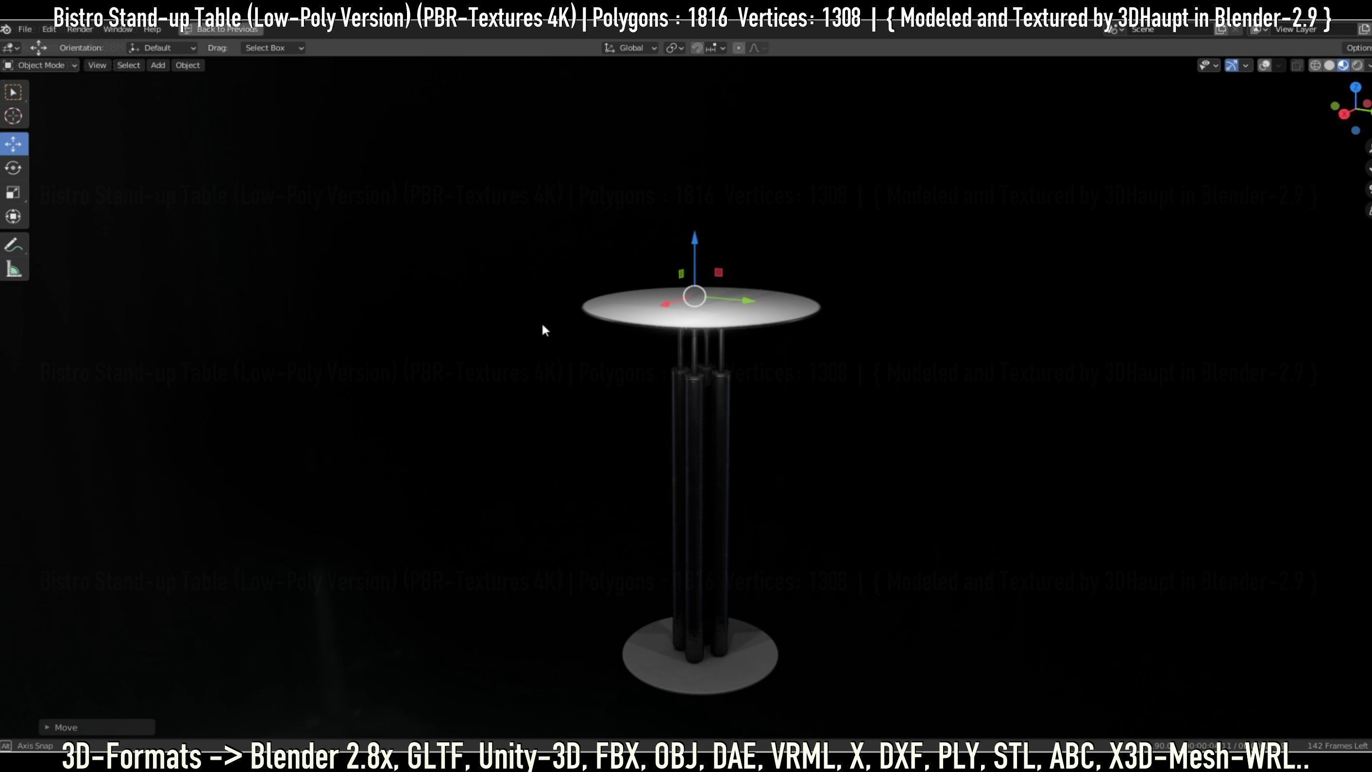 Bistro Stand-up Table Low-Poly Version Low-poly 3D model_120