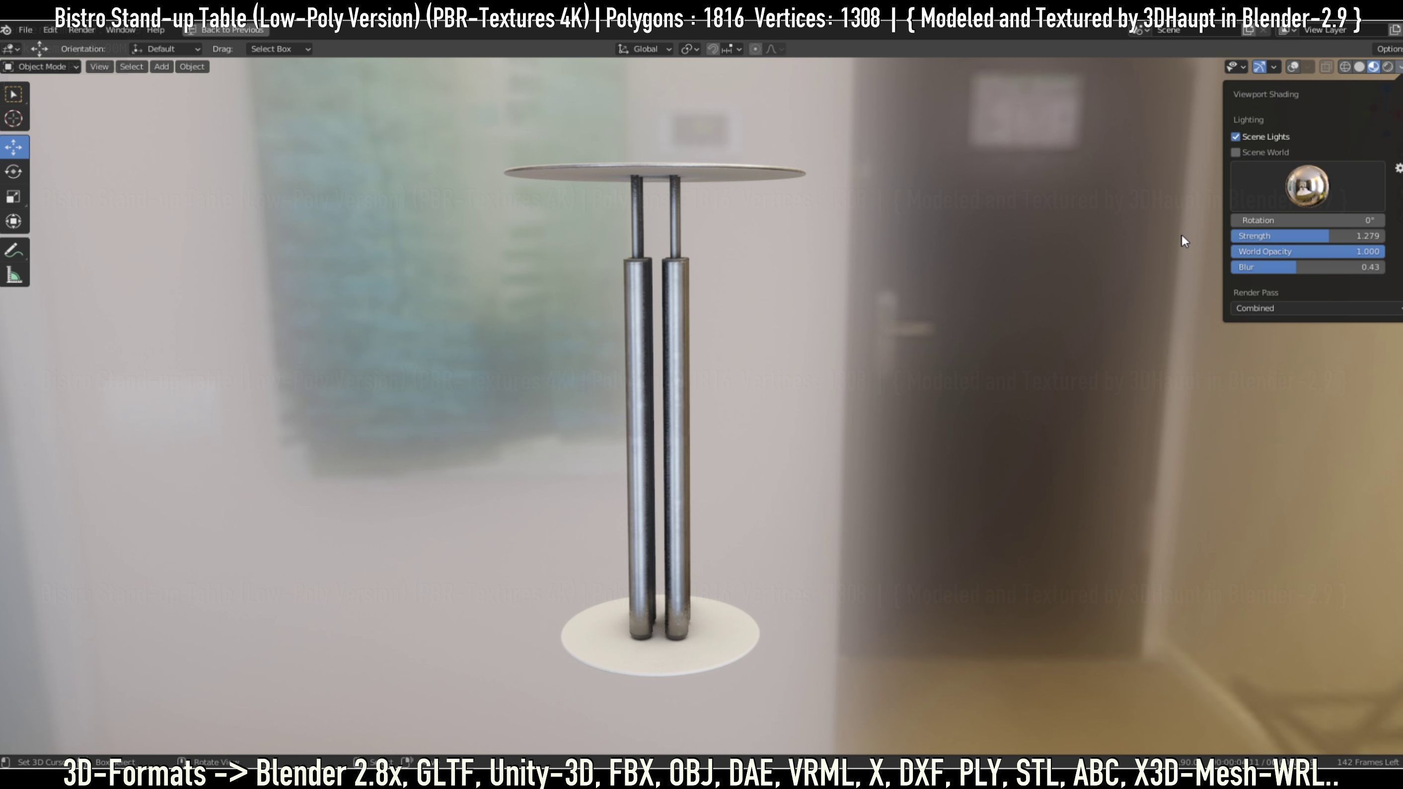 Bistro Stand-up Table Low-Poly Version Low-poly 3D model_39