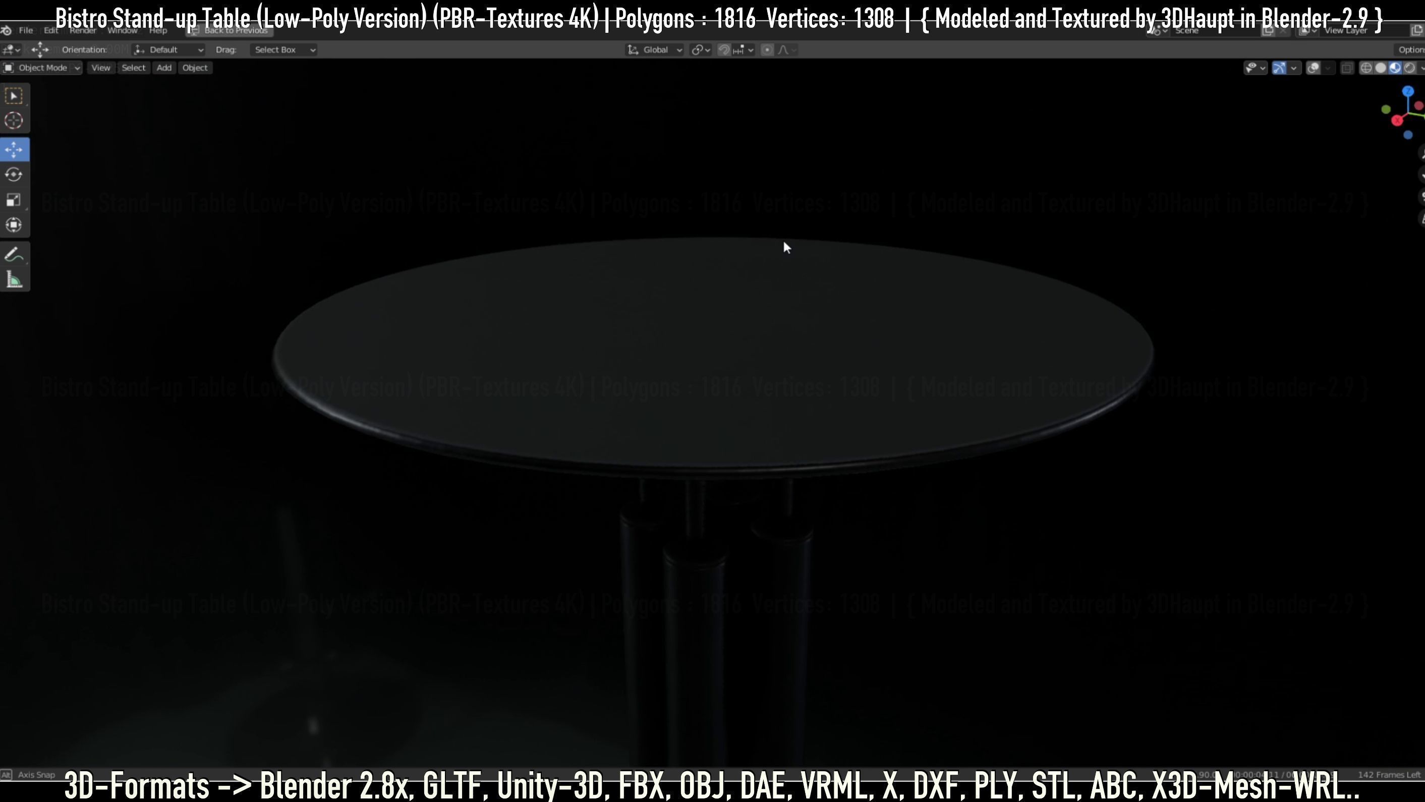 Bistro Stand-up Table Low-Poly Version Low-poly 3D model_135