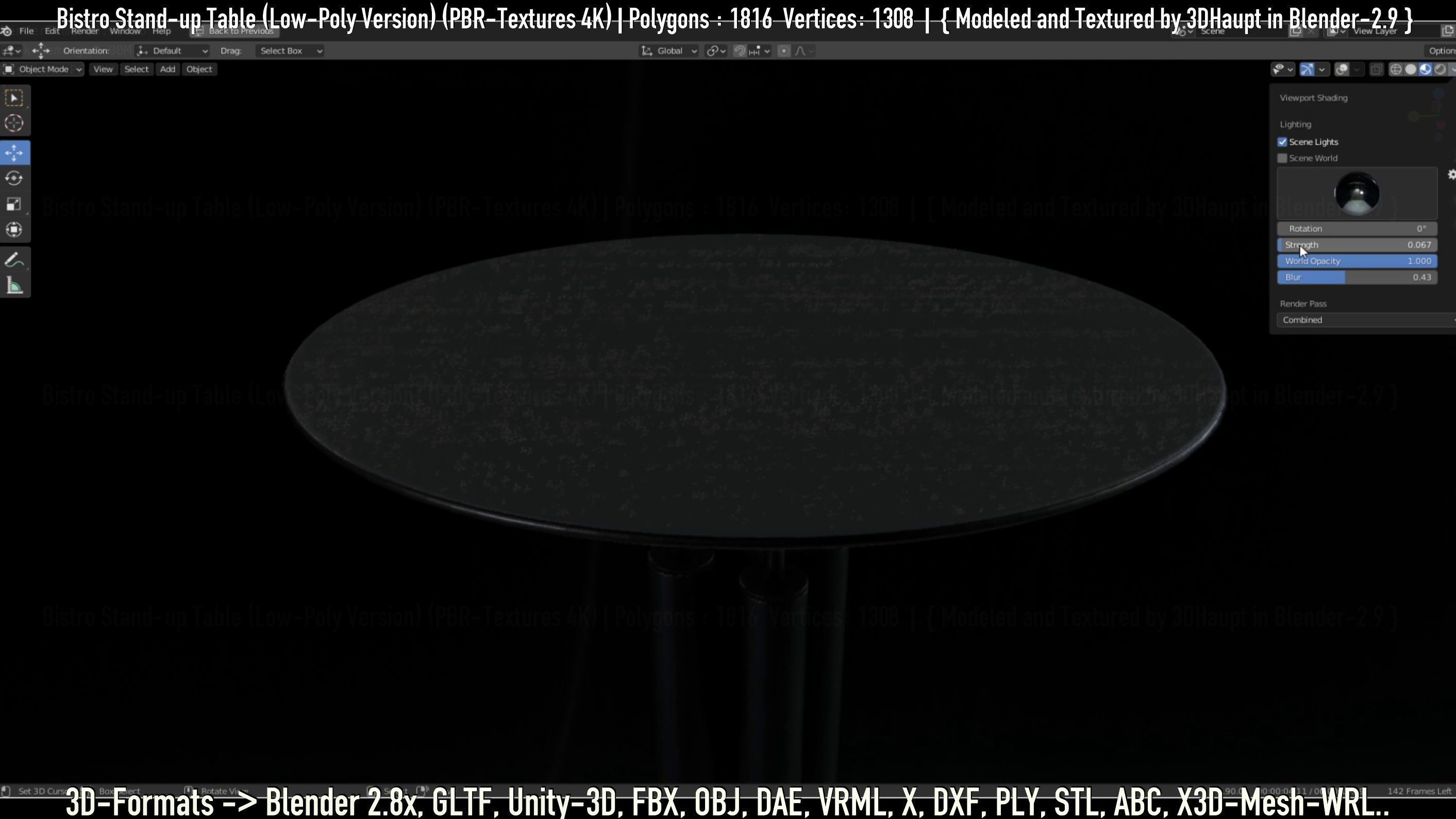 Bistro Stand-up Table Low-Poly Version Low-poly 3D model_141