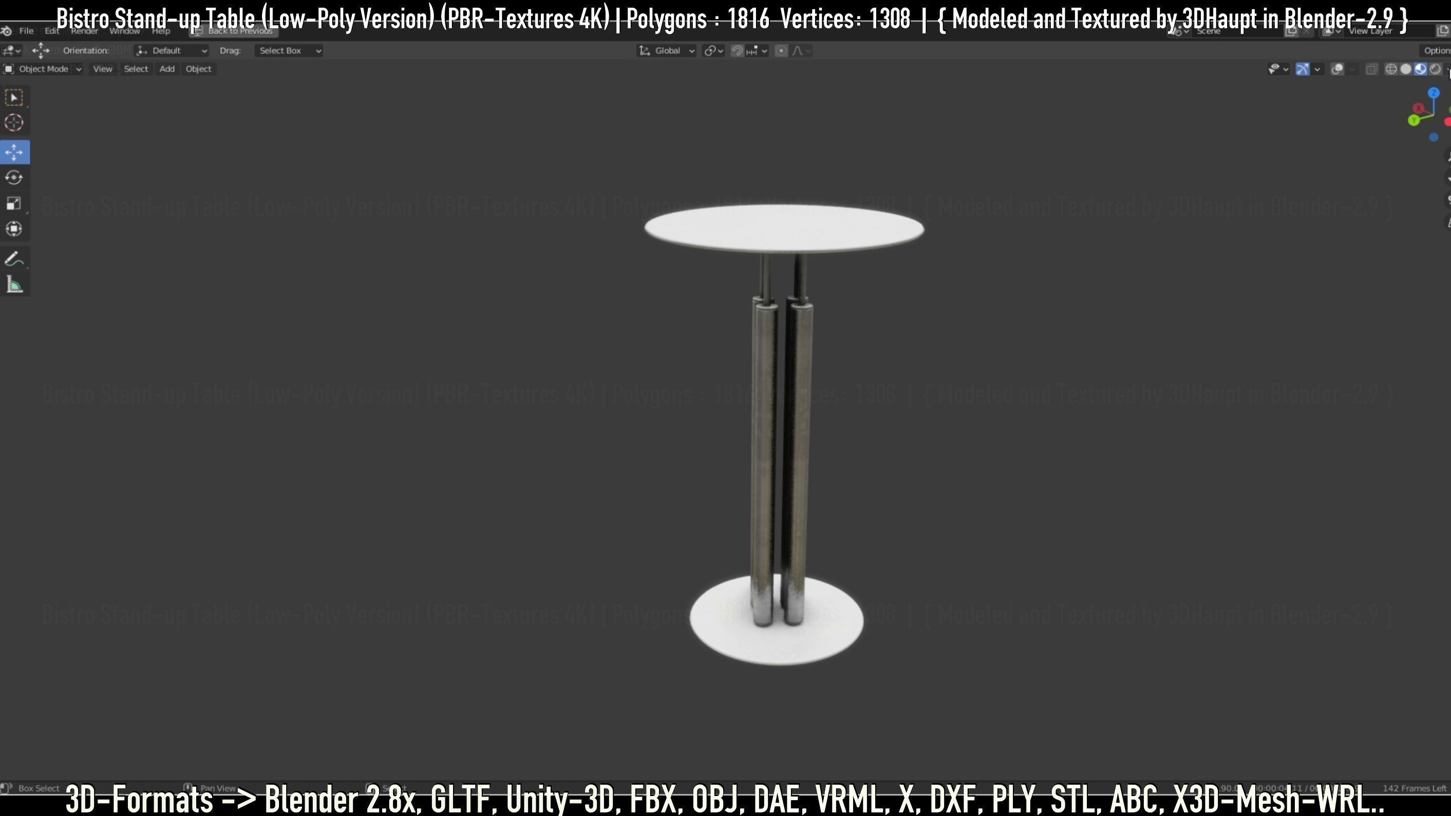 Bistro Stand-up Table Low-Poly Version Low-poly 3D model_87