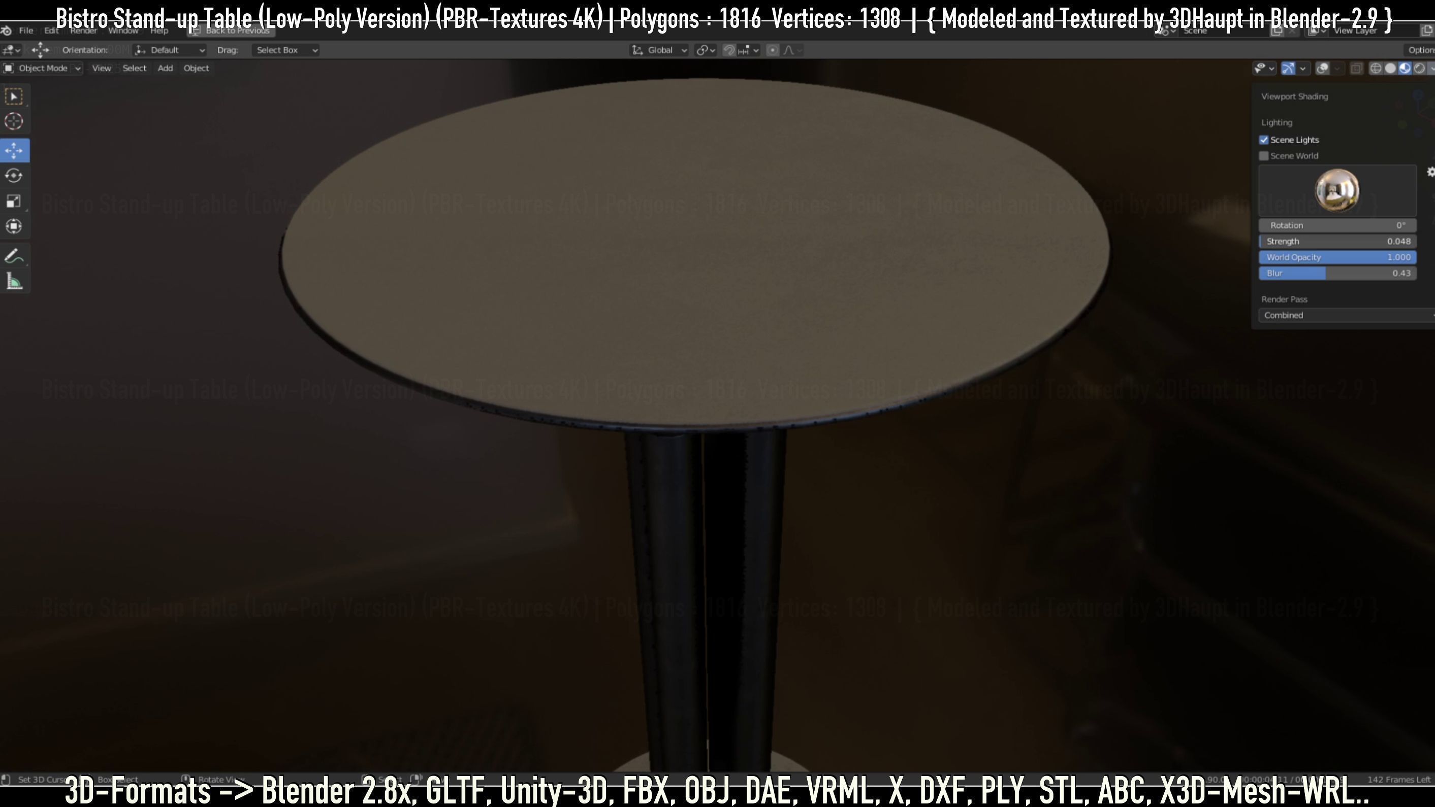 Bistro Stand-up Table Low-Poly Version Low-poly 3D model_54