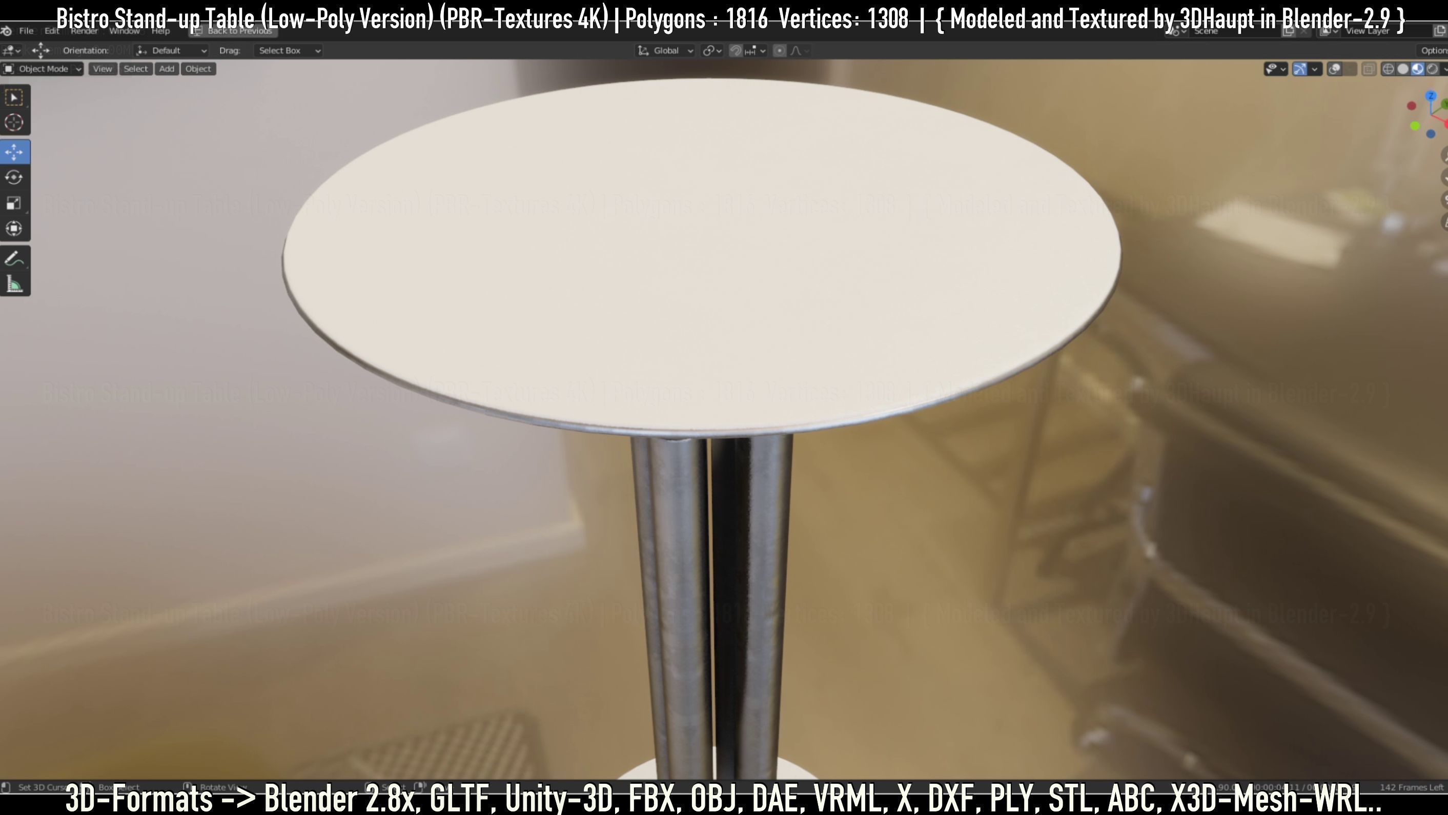 Bistro Stand-up Table Low-Poly Version Low-poly 3D model_69