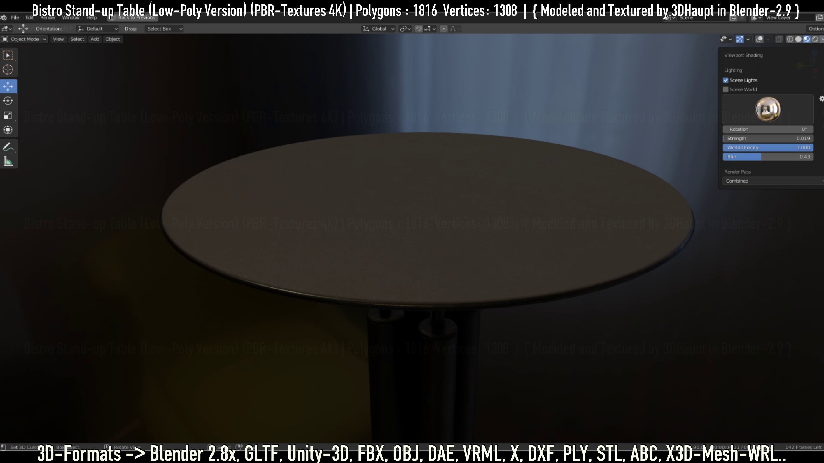 Bistro Stand-up Table Low-Poly Version Low-poly 3D model_29