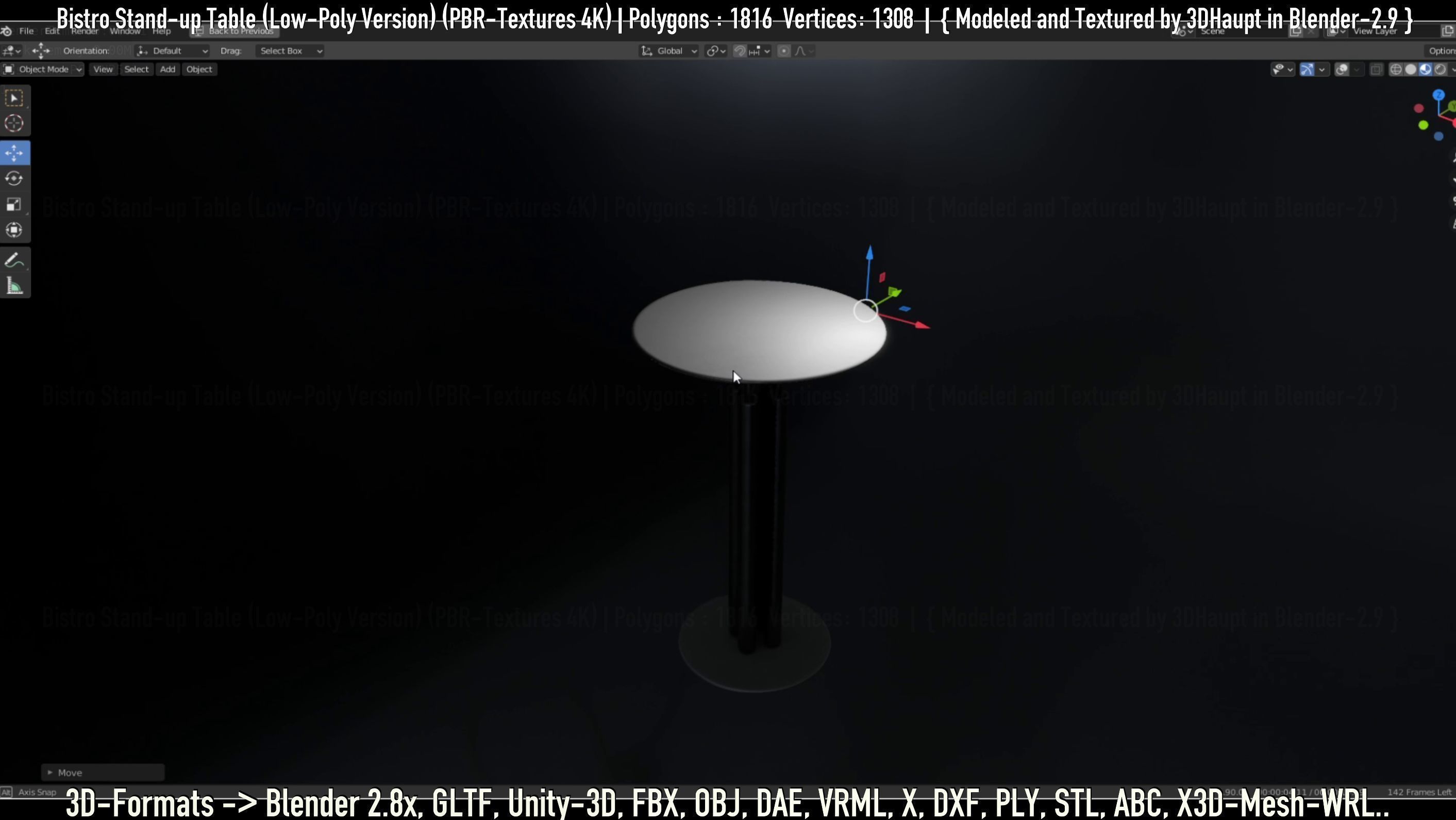 Bistro Stand-up Table Low-Poly Version Low-poly 3D model_12