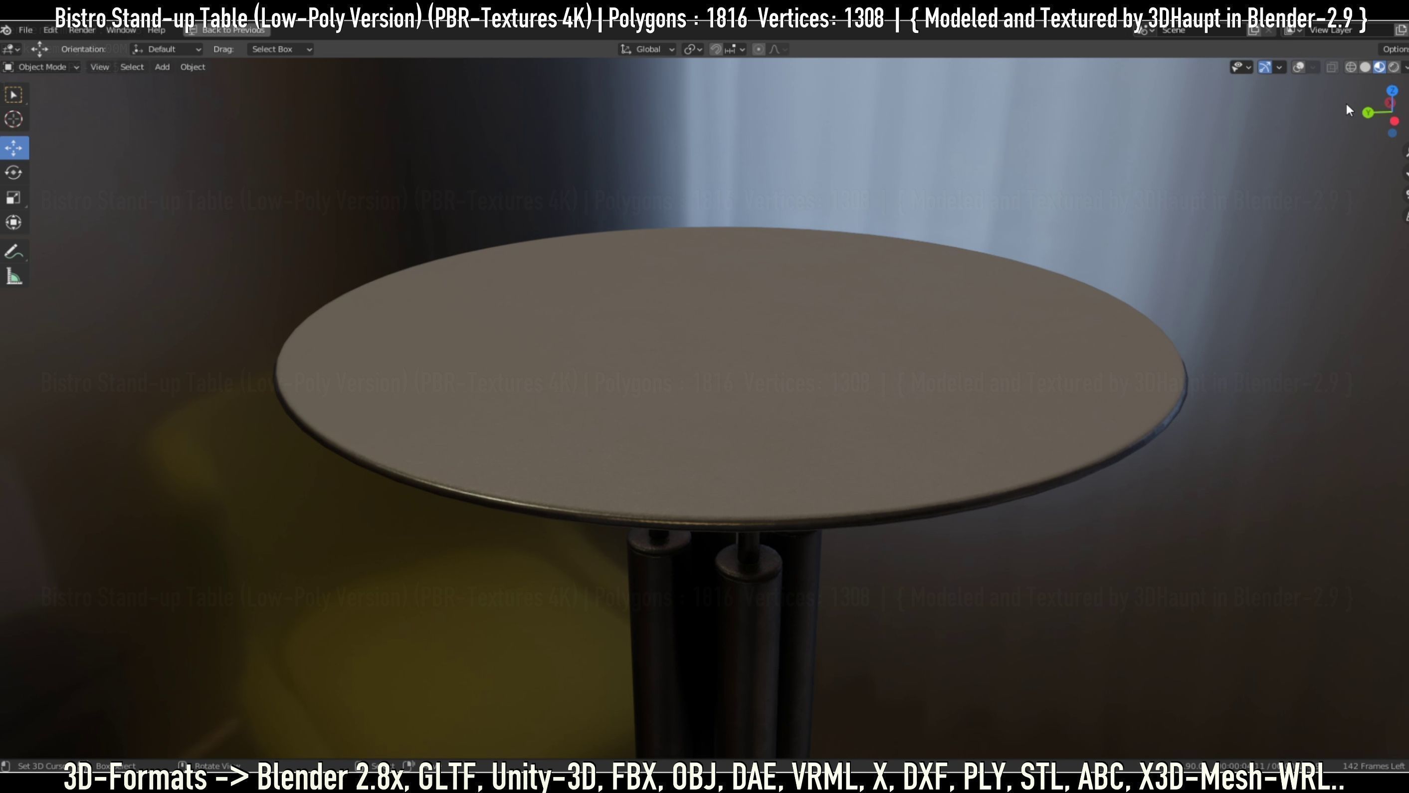 Bistro Stand-up Table Low-Poly Version Low-poly 3D model_136