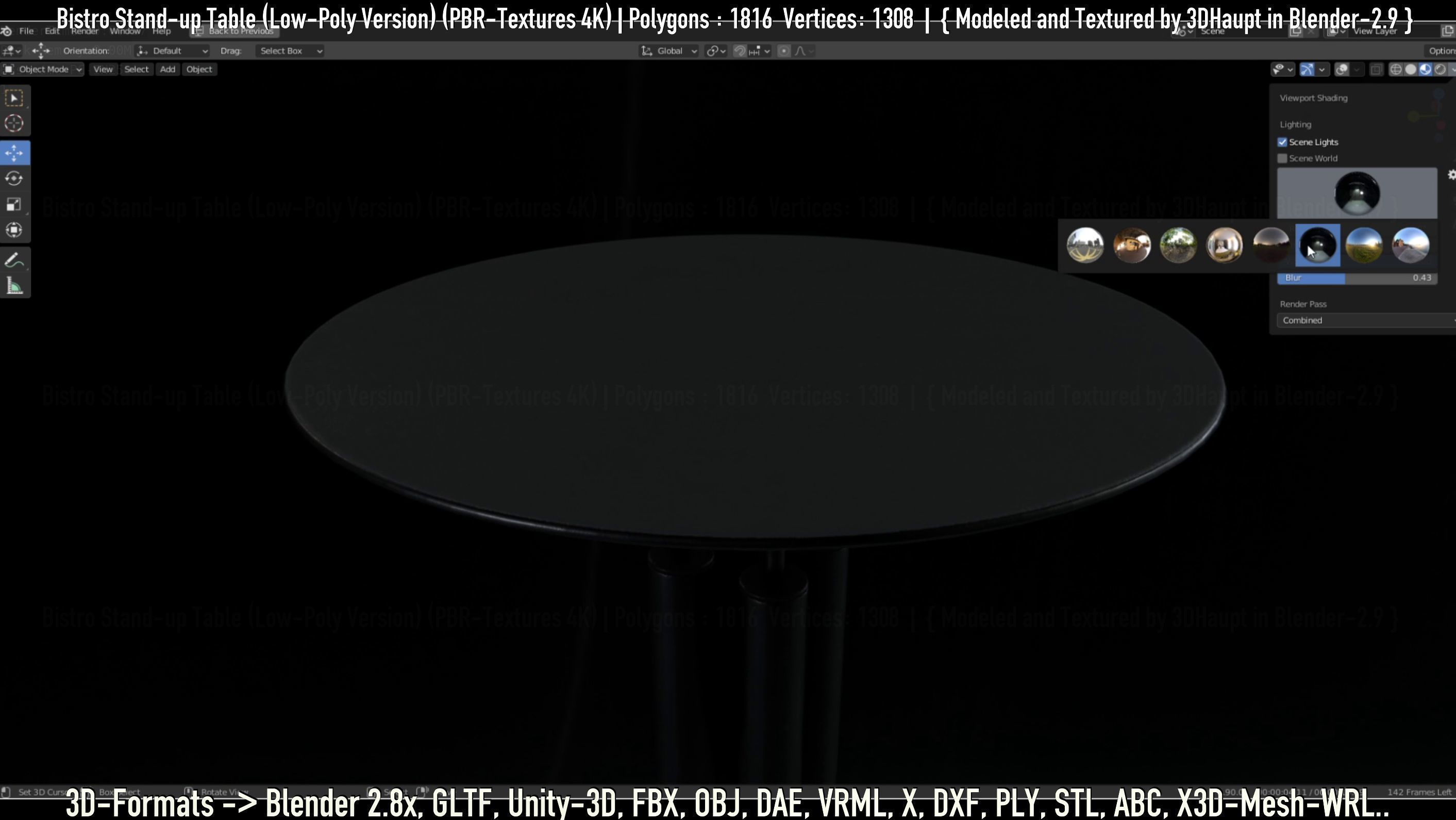 Bistro Stand-up Table Low-Poly Version Low-poly 3D model_144