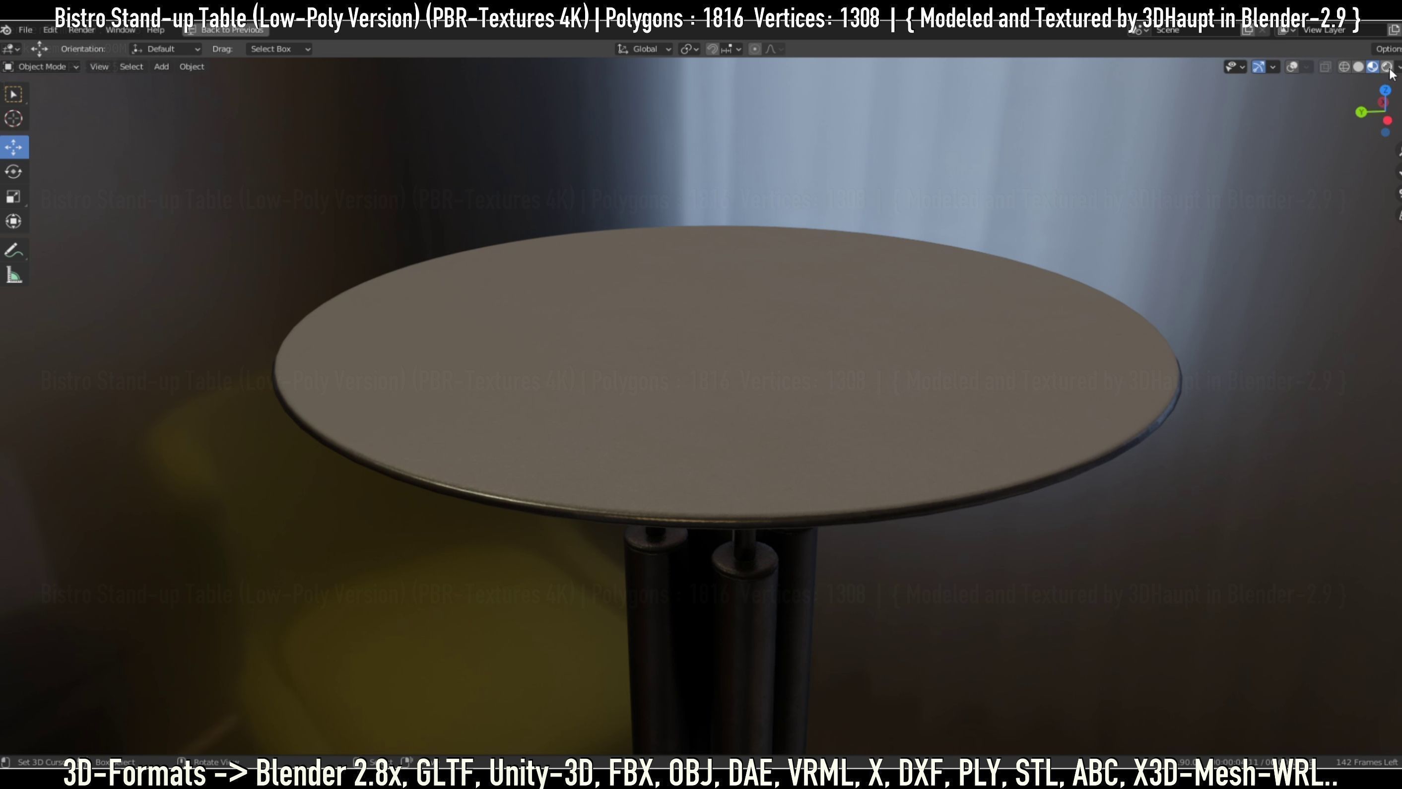 Bistro Stand-up Table Low-Poly Version Low-poly 3D model_134