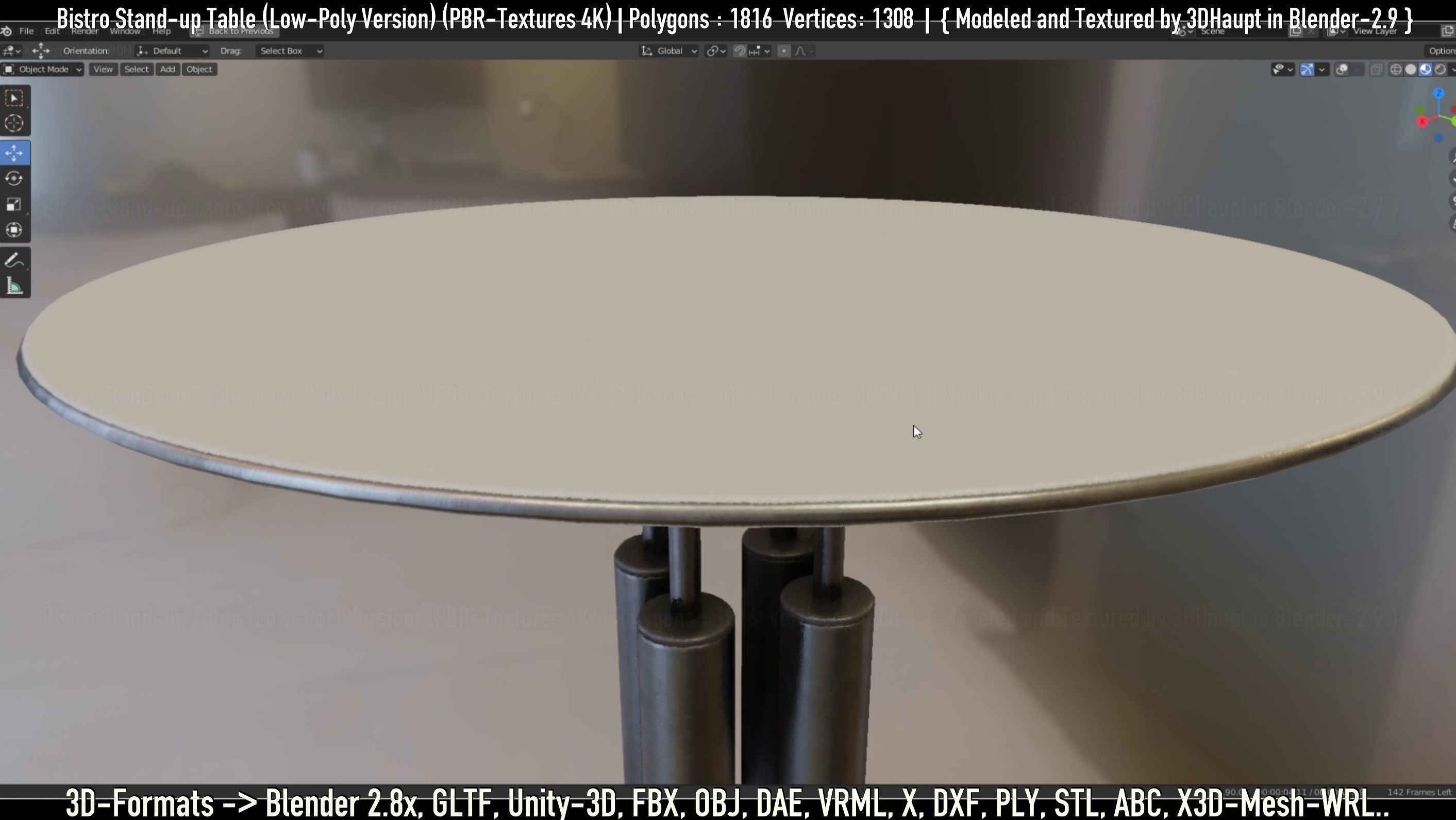 Bistro Stand-up Table Low-Poly Version Low-poly 3D model_90