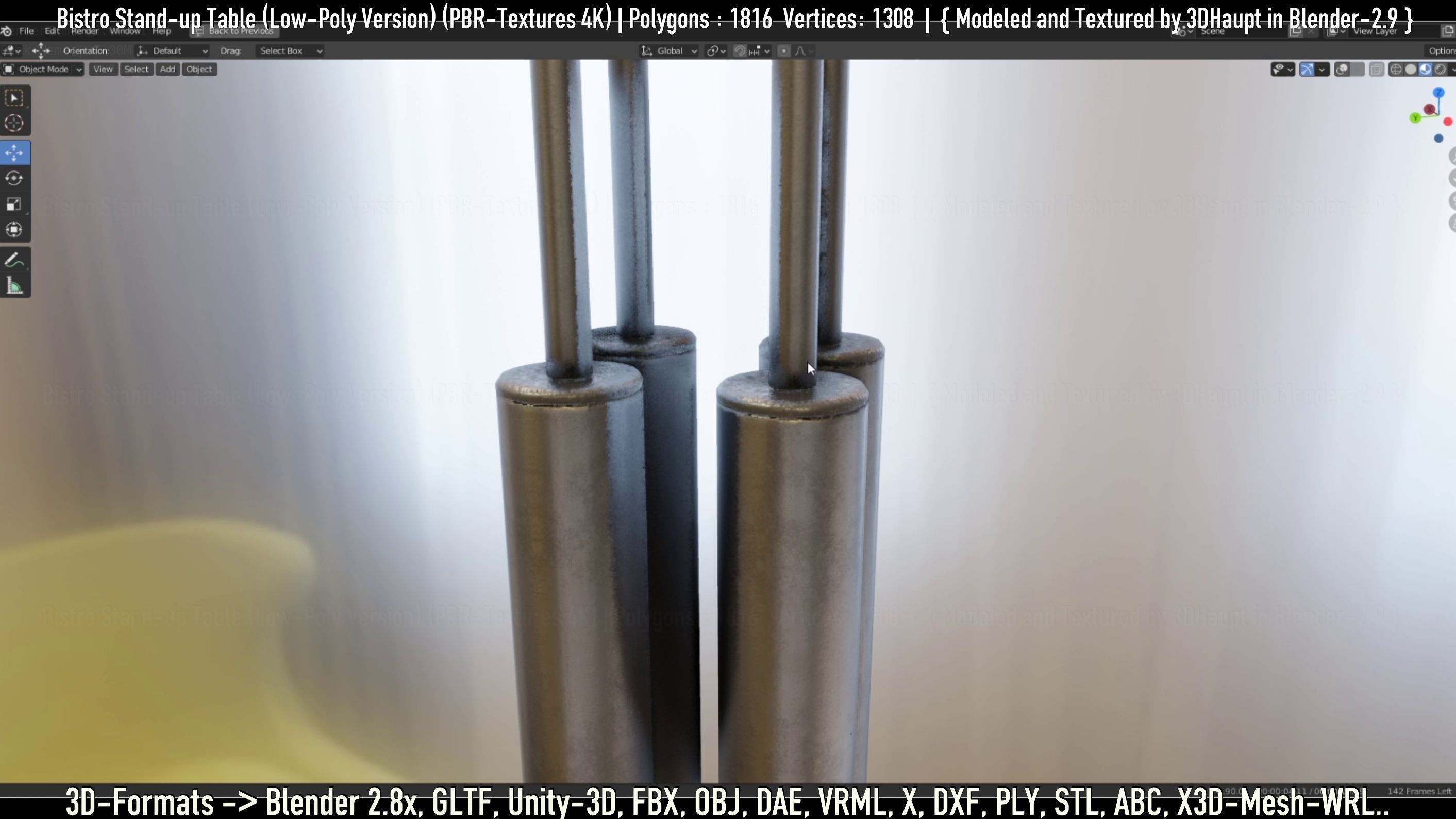 Bistro Stand-up Table Low-Poly Version Low-poly 3D model_98