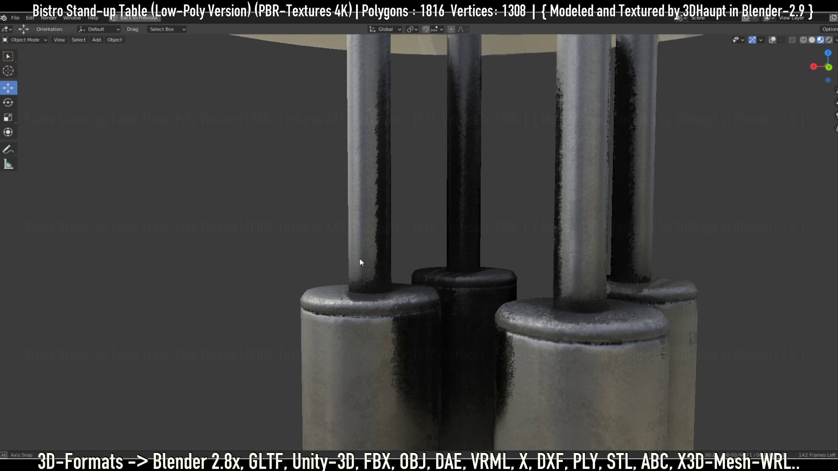 Bistro Stand-up Table Low-Poly Version Low-poly 3D model_6