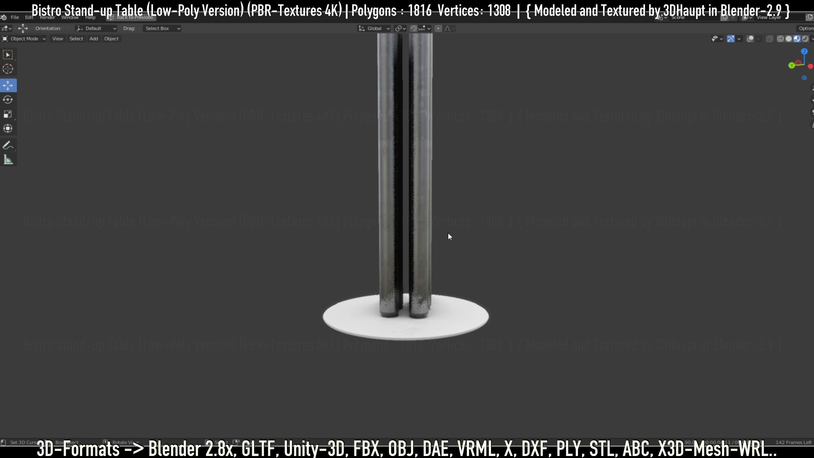 Bistro Stand-up Table Low-Poly Version Low-poly 3D model_89