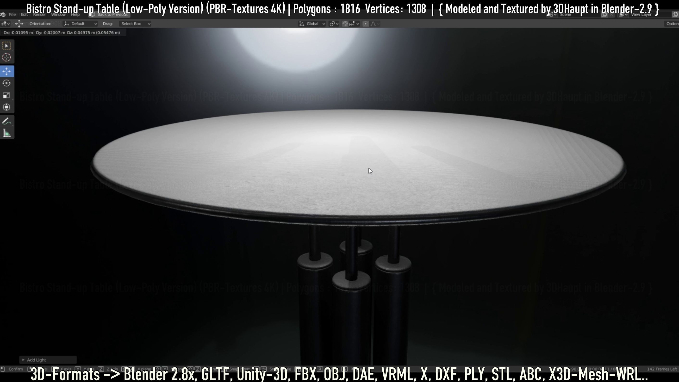 Bistro Stand-up Table Low-Poly Version Low-poly 3D model_112