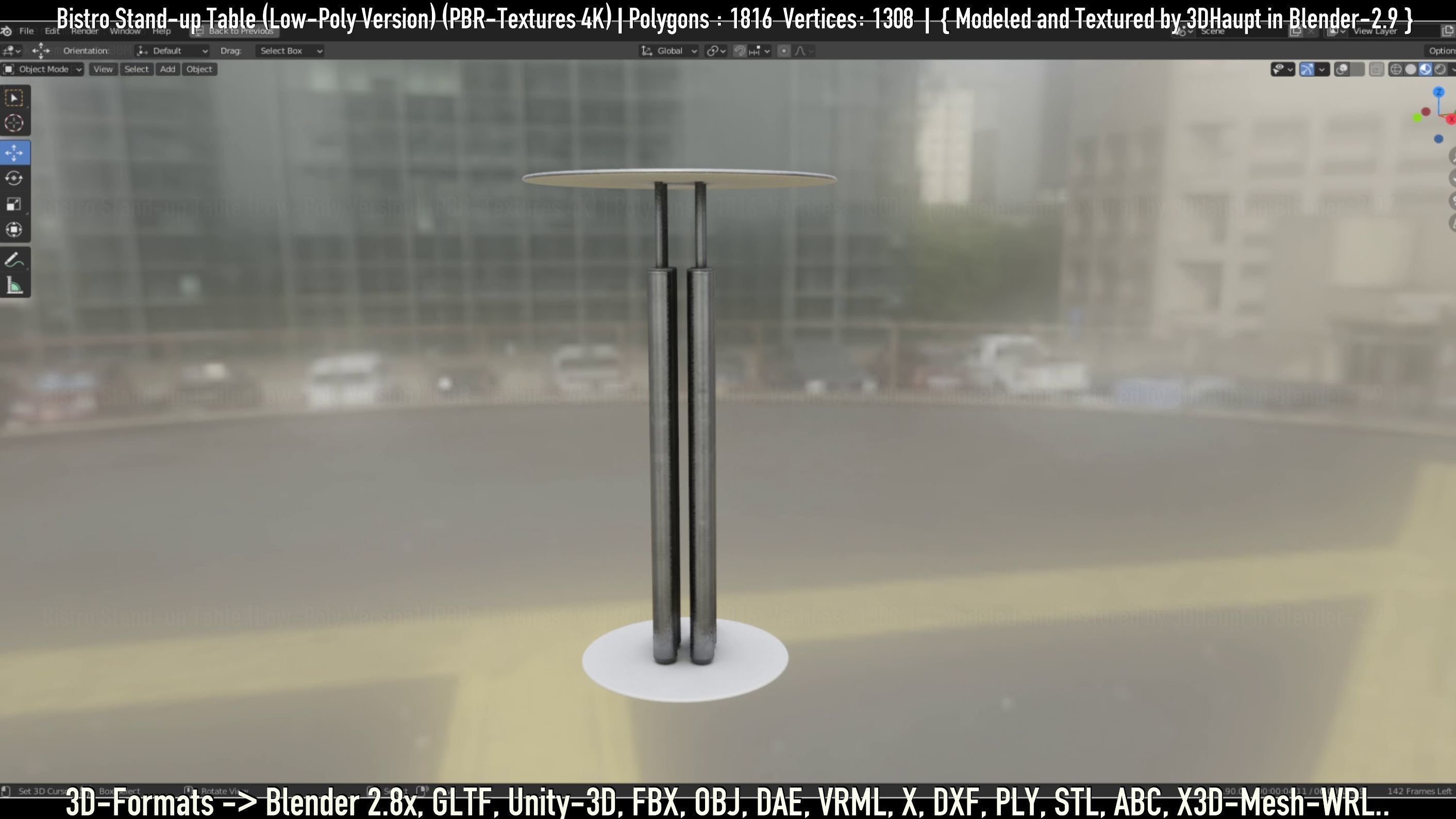 Bistro Stand-up Table Low-Poly Version Low-poly 3D model_92