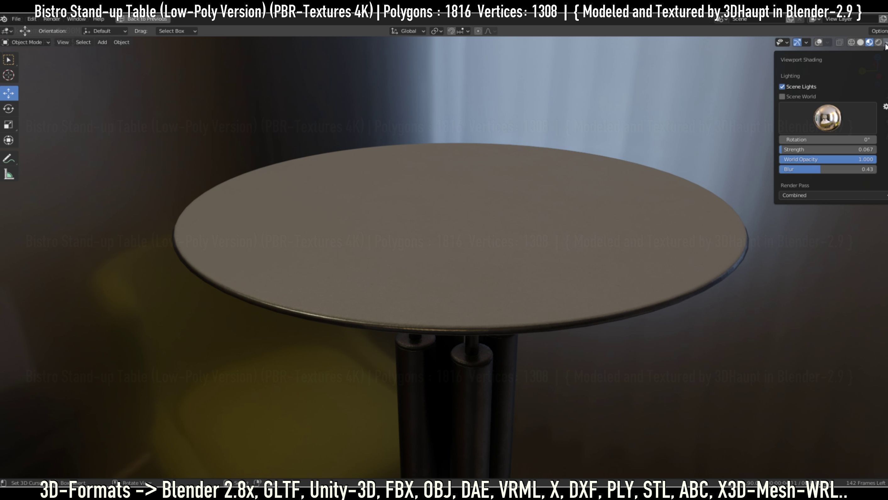 Bistro Stand-up Table Low-Poly Version Low-poly 3D model_139