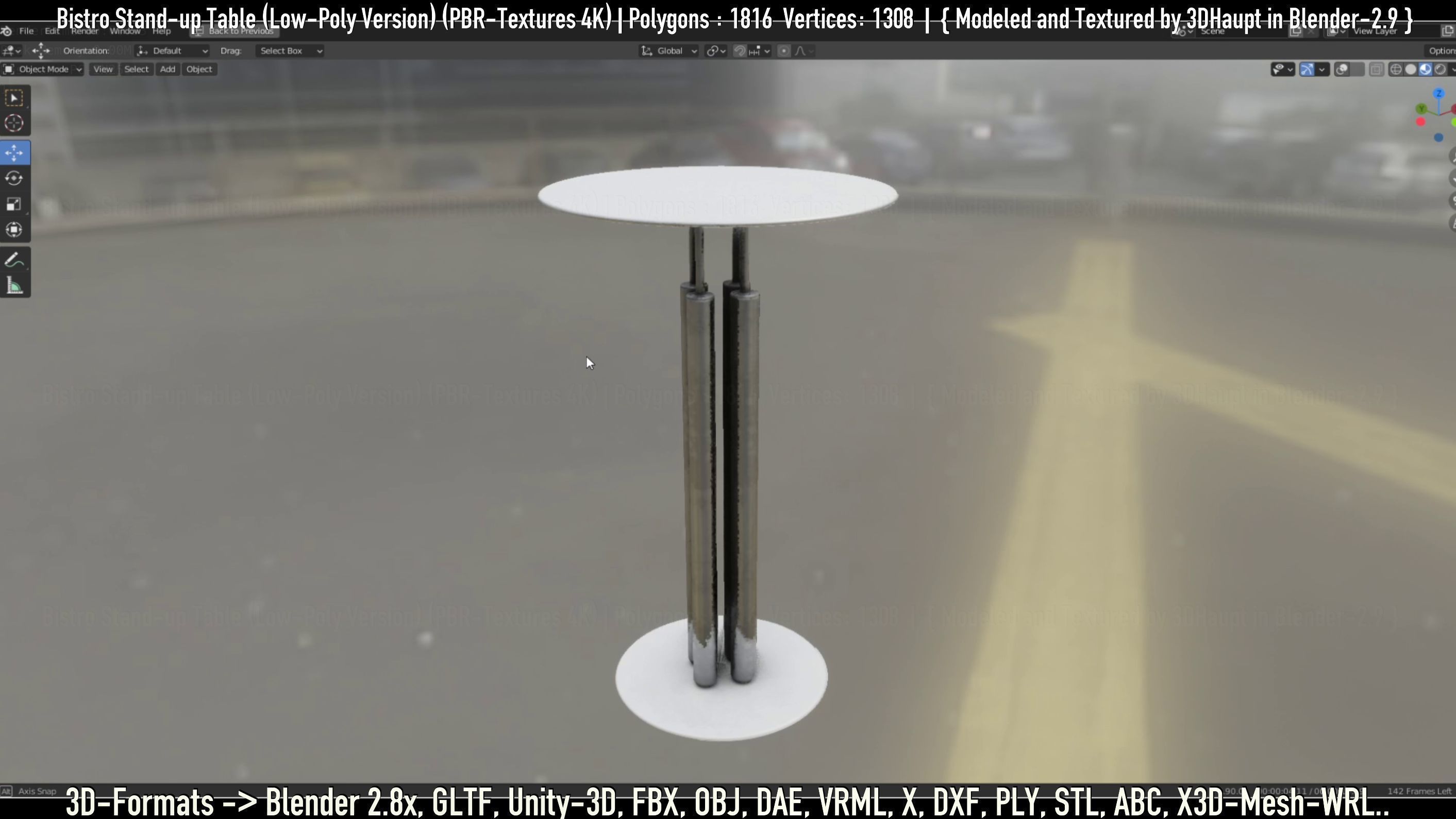 Bistro Stand-up Table Low-Poly Version Low-poly 3D model_93