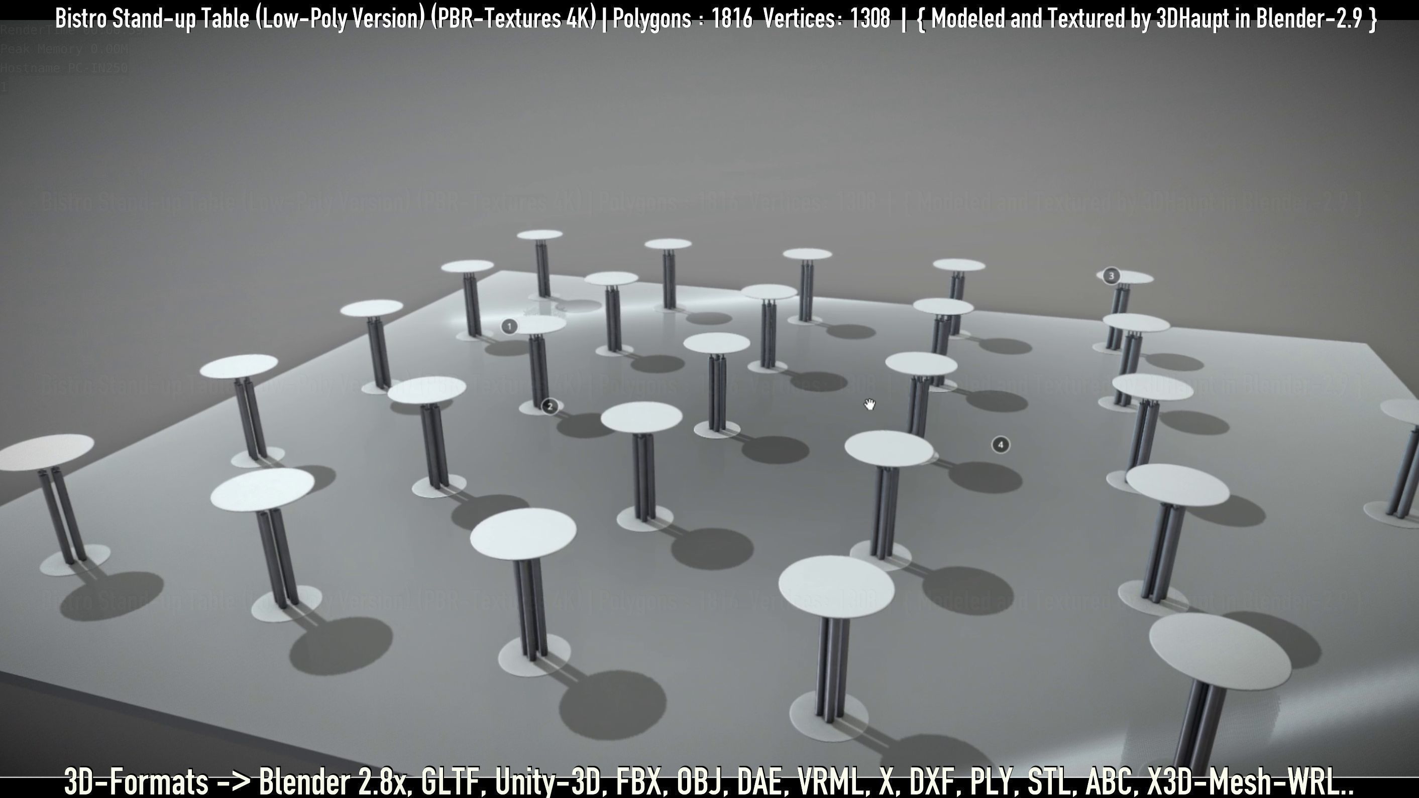 Bistro Stand-up Table Low-Poly Version Low-poly 3D model_5