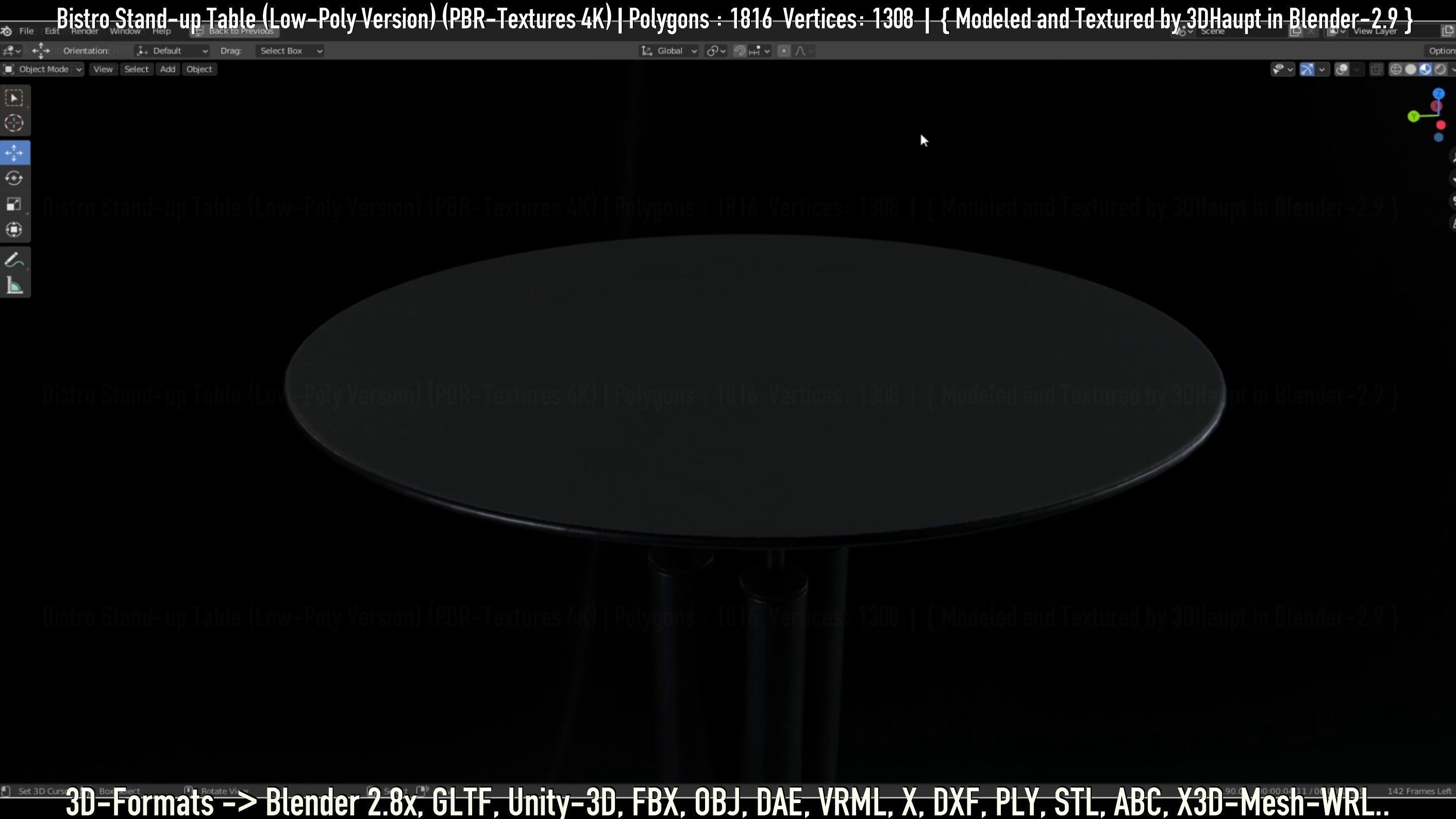 Bistro Stand-up Table Low-Poly Version Low-poly 3D model_142
