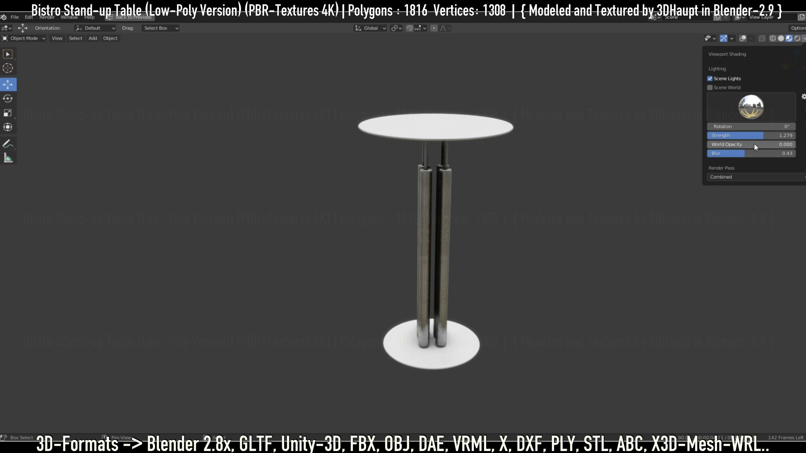 Bistro Stand-up Table Low-Poly Version Low-poly 3D model_73