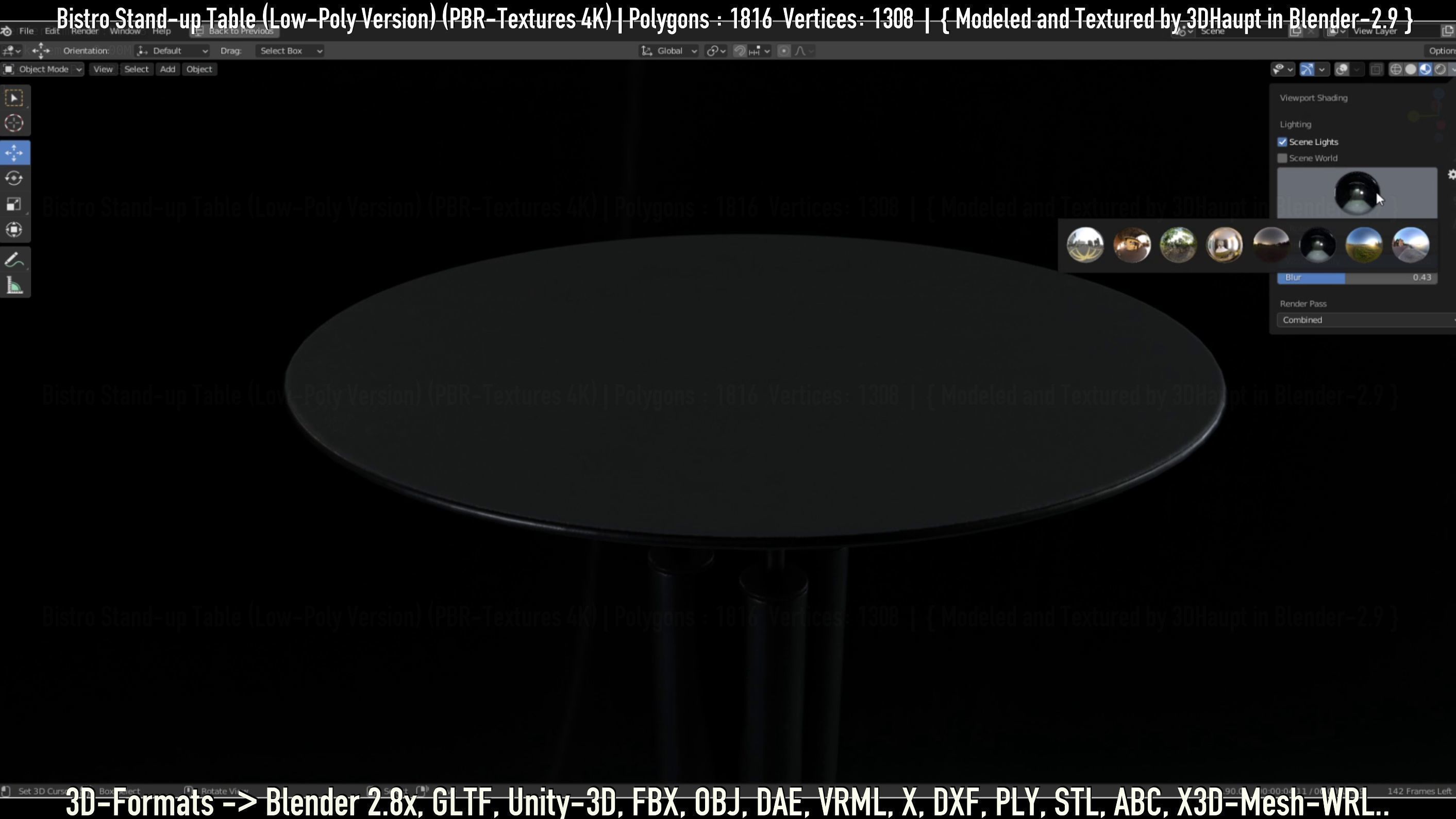 Bistro Stand-up Table Low-Poly Version Low-poly 3D model_140