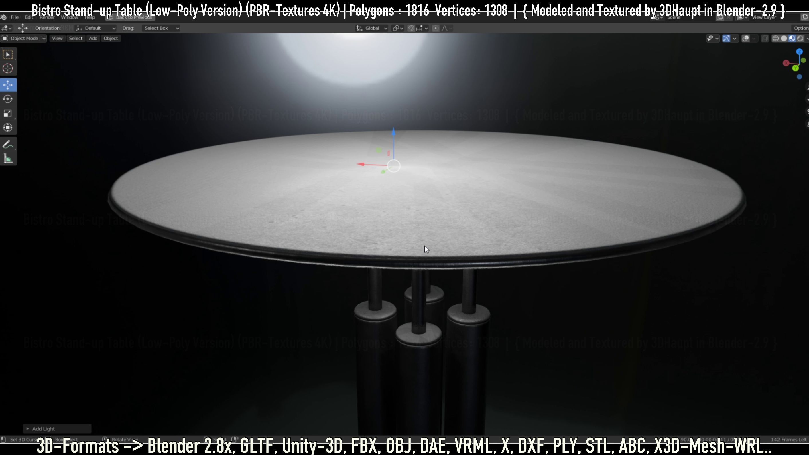 Bistro Stand-up Table Low-Poly Version Low-poly 3D model_115