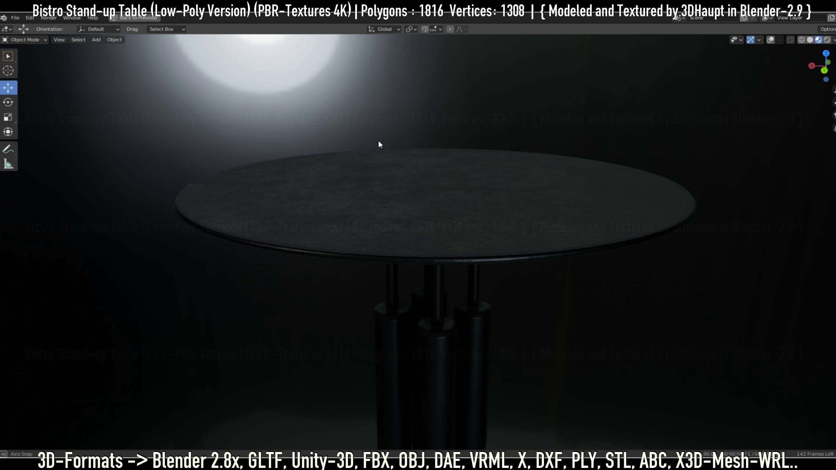 Bistro Stand-up Table Low-Poly Version Low-poly 3D model_137