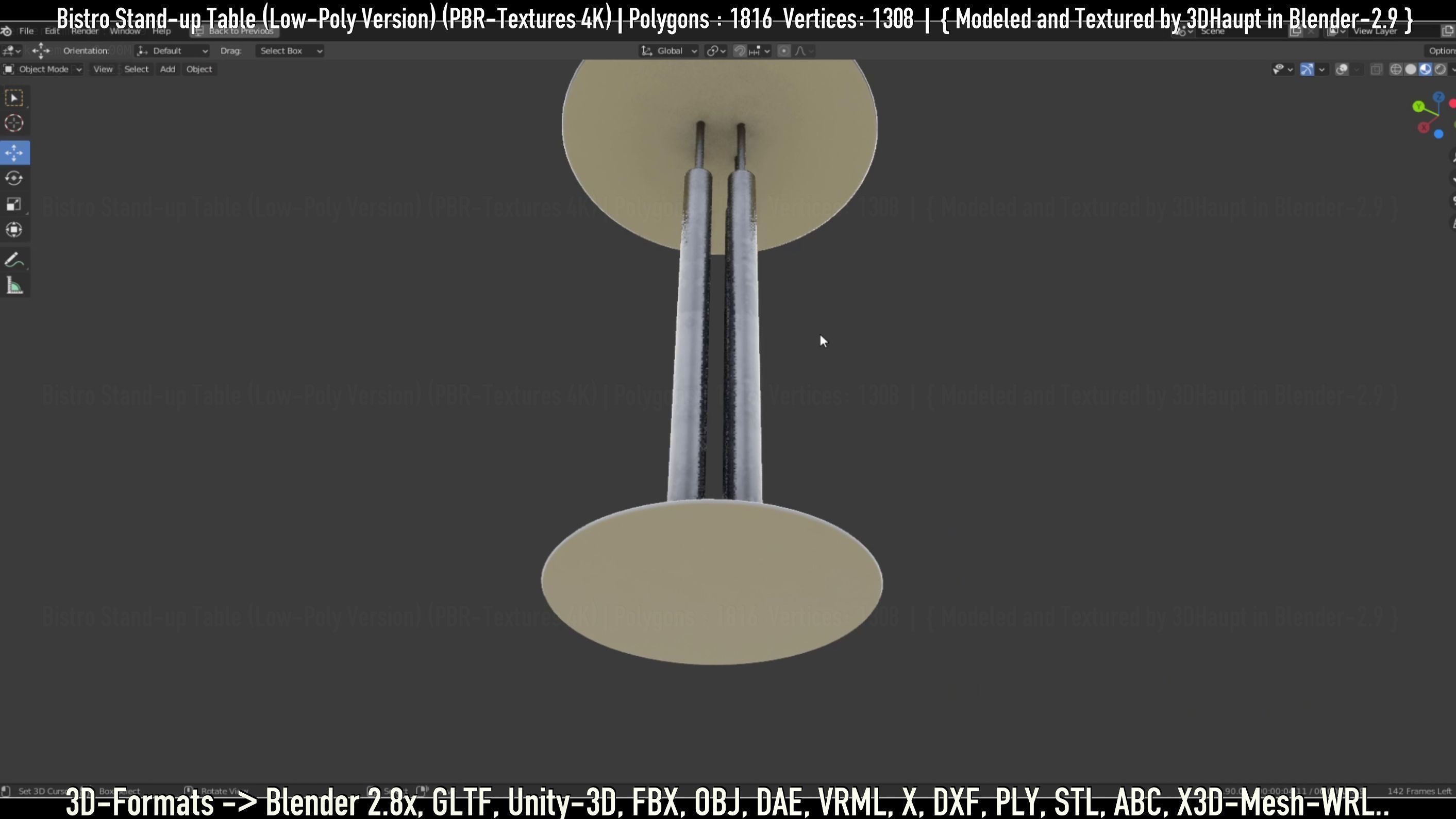 Bistro Stand-up Table Low-Poly Version Low-poly 3D model_62
