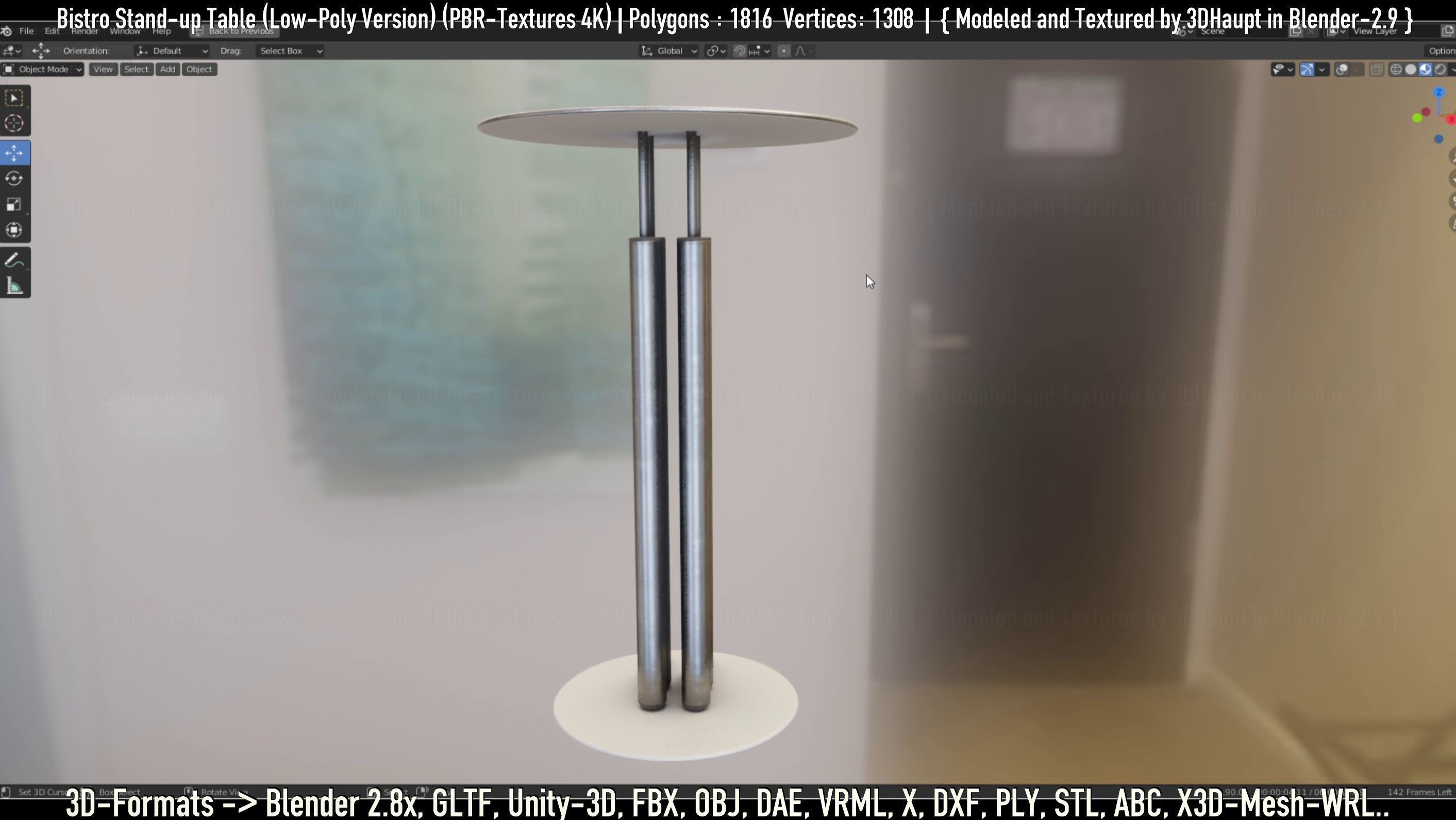 Bistro Stand-up Table Low-Poly Version Low-poly 3D model_46