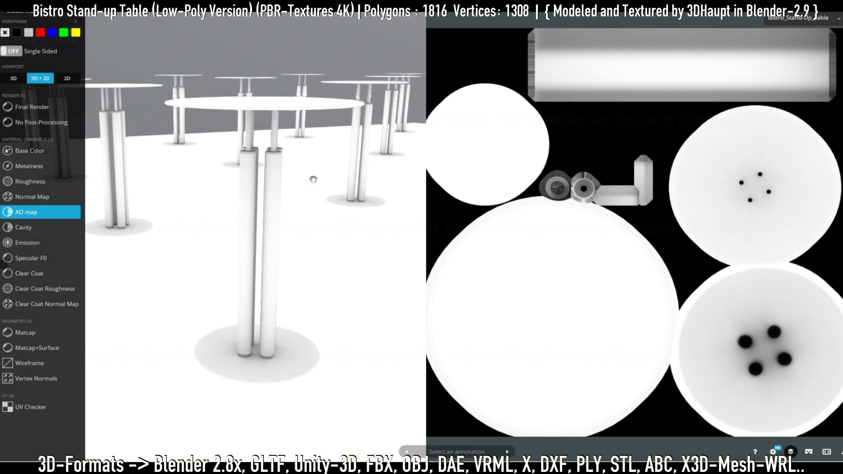 Bistro Stand-up Table Low-Poly Version Low-poly 3D model_35