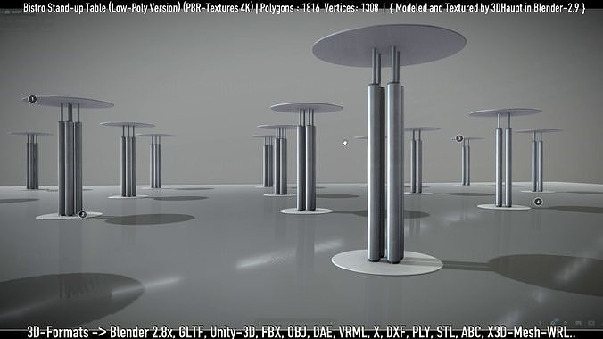 Bistro Stand-up Table Low-Poly Version Low-poly 3D model