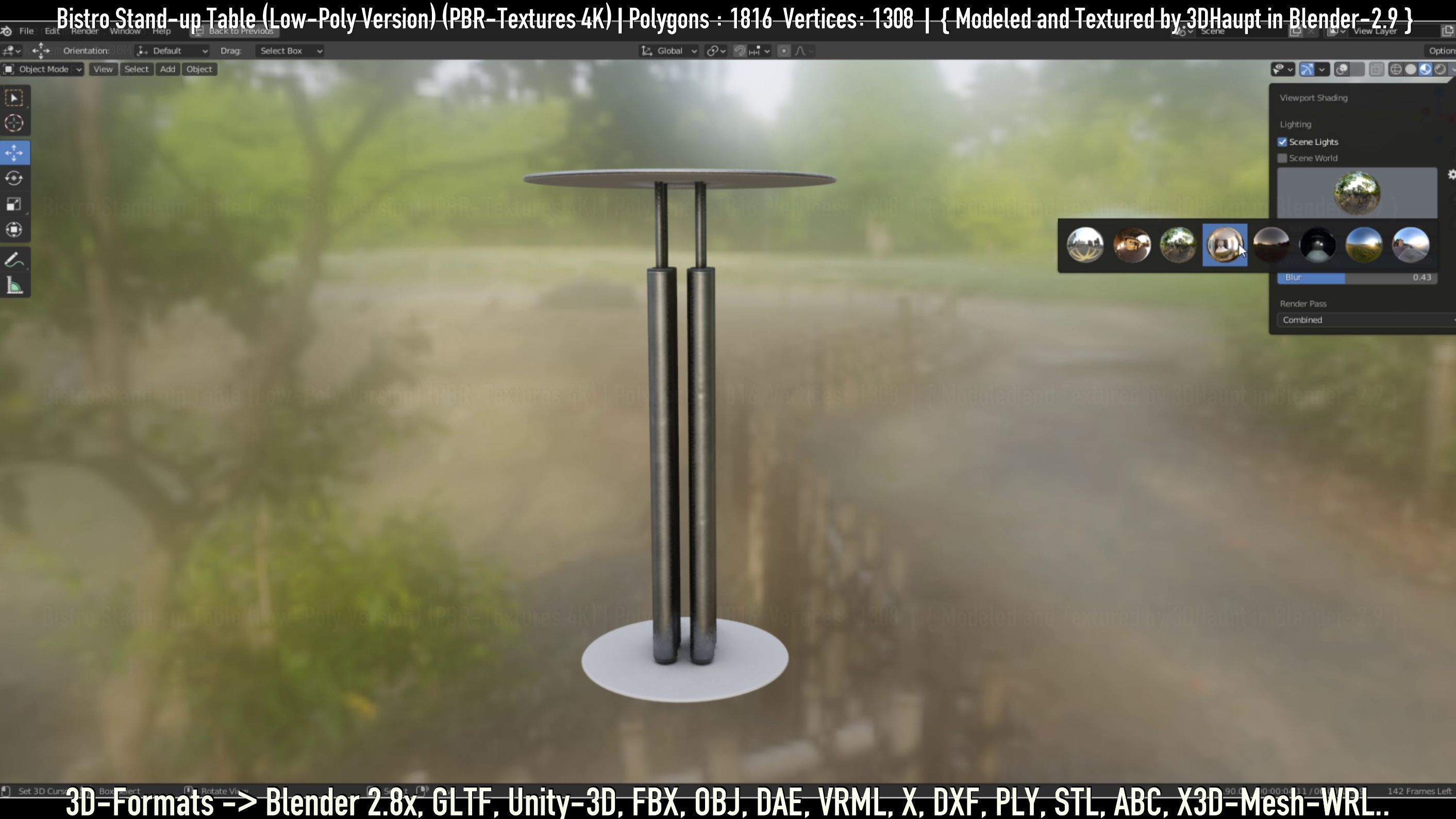 Bistro Stand-up Table Low-Poly Version Low-poly 3D model_23