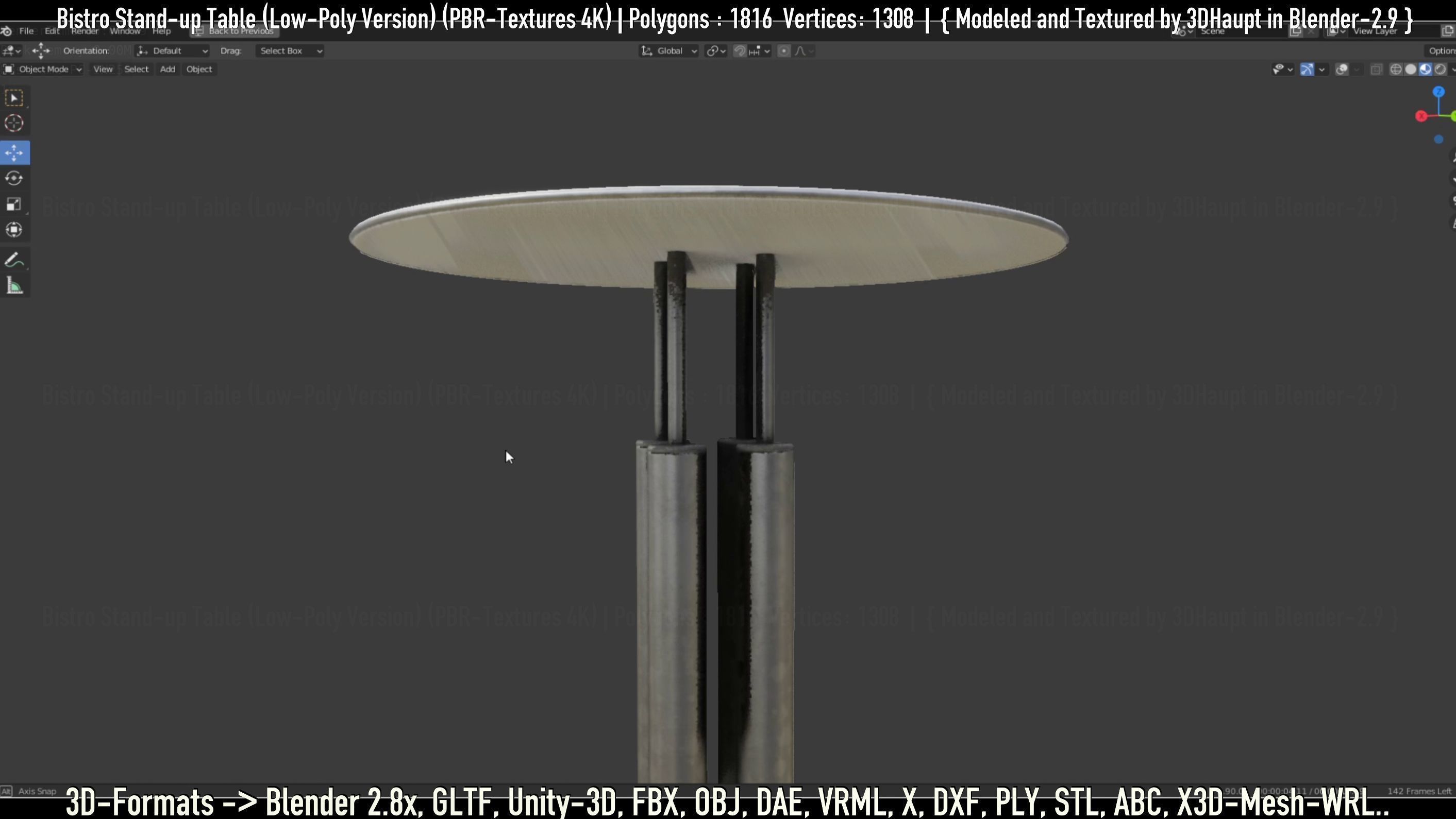 Bistro Stand-up Table Low-Poly Version Low-poly 3D model_18
