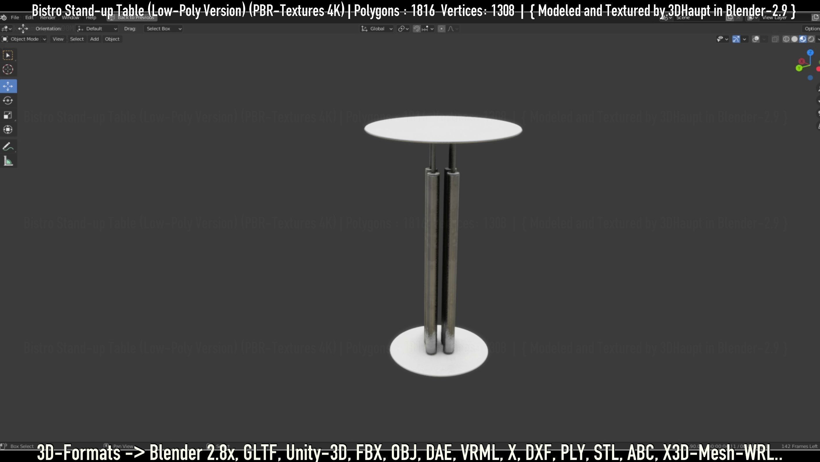 Bistro Stand-up Table Low-Poly Version Low-poly 3D model_67